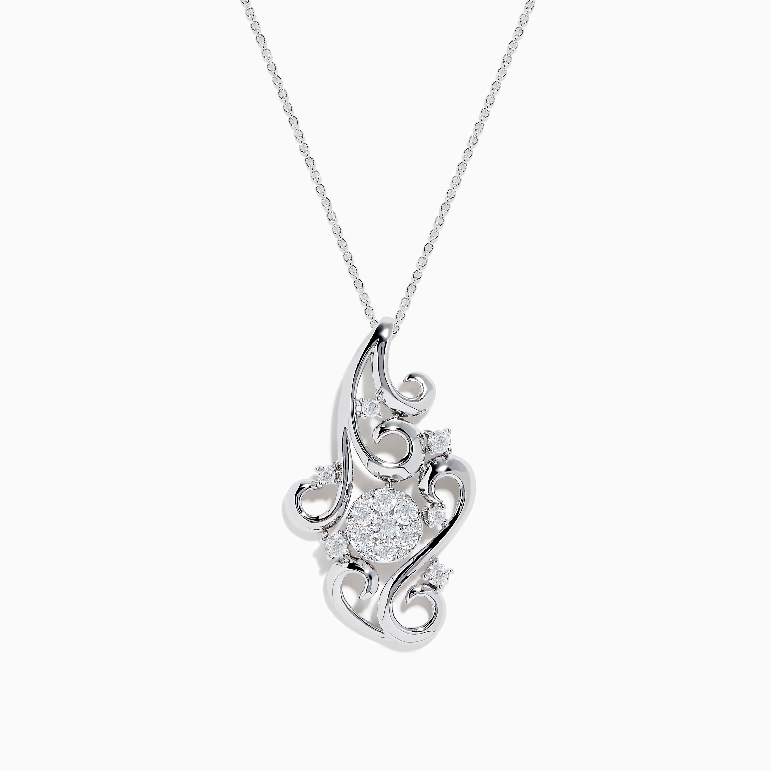 Bouquet 14K White Gold Diamond Filigree Pendant, 0.70 TCW