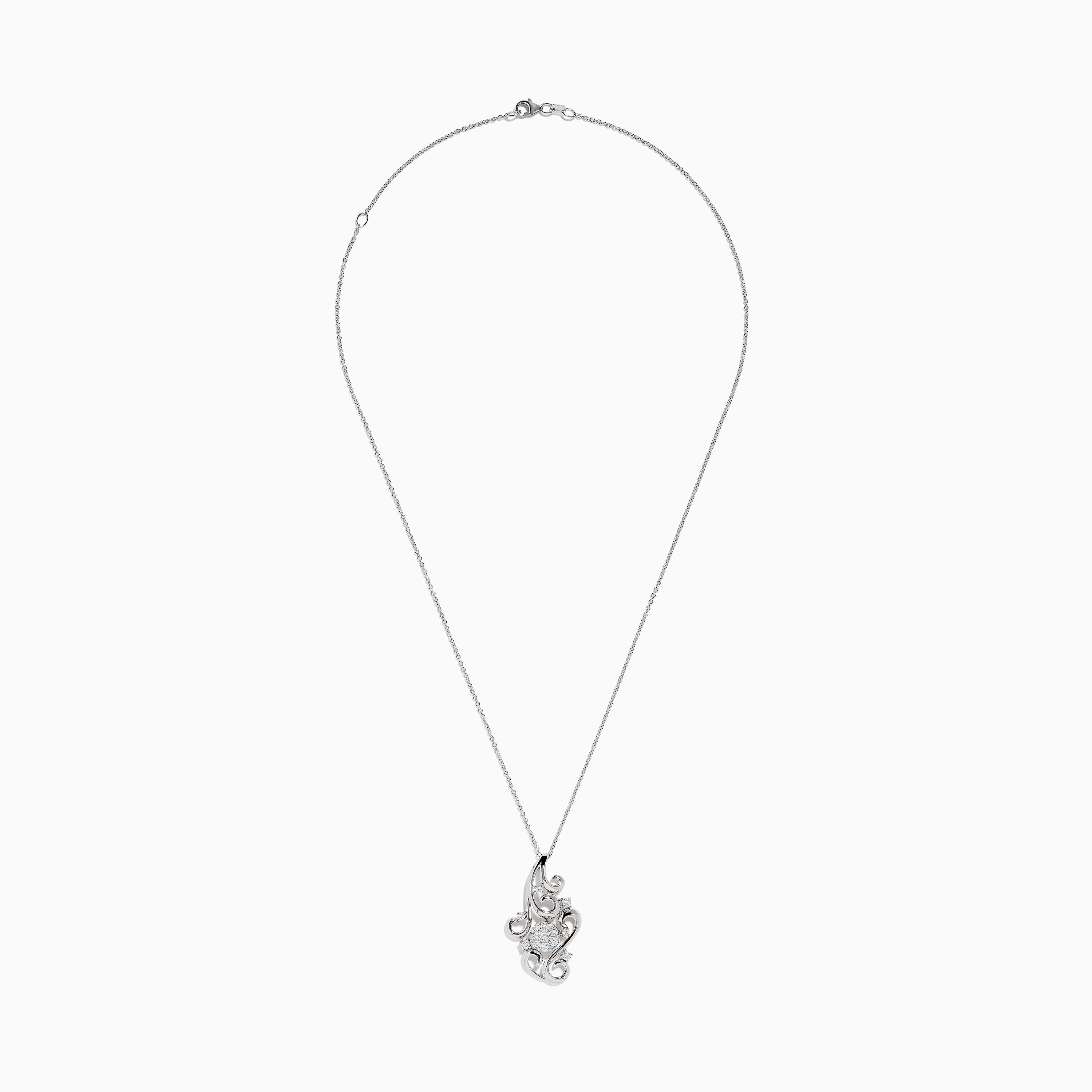 Bouquet 14K White Gold Diamond Filigree Pendant, 0.70 TCW