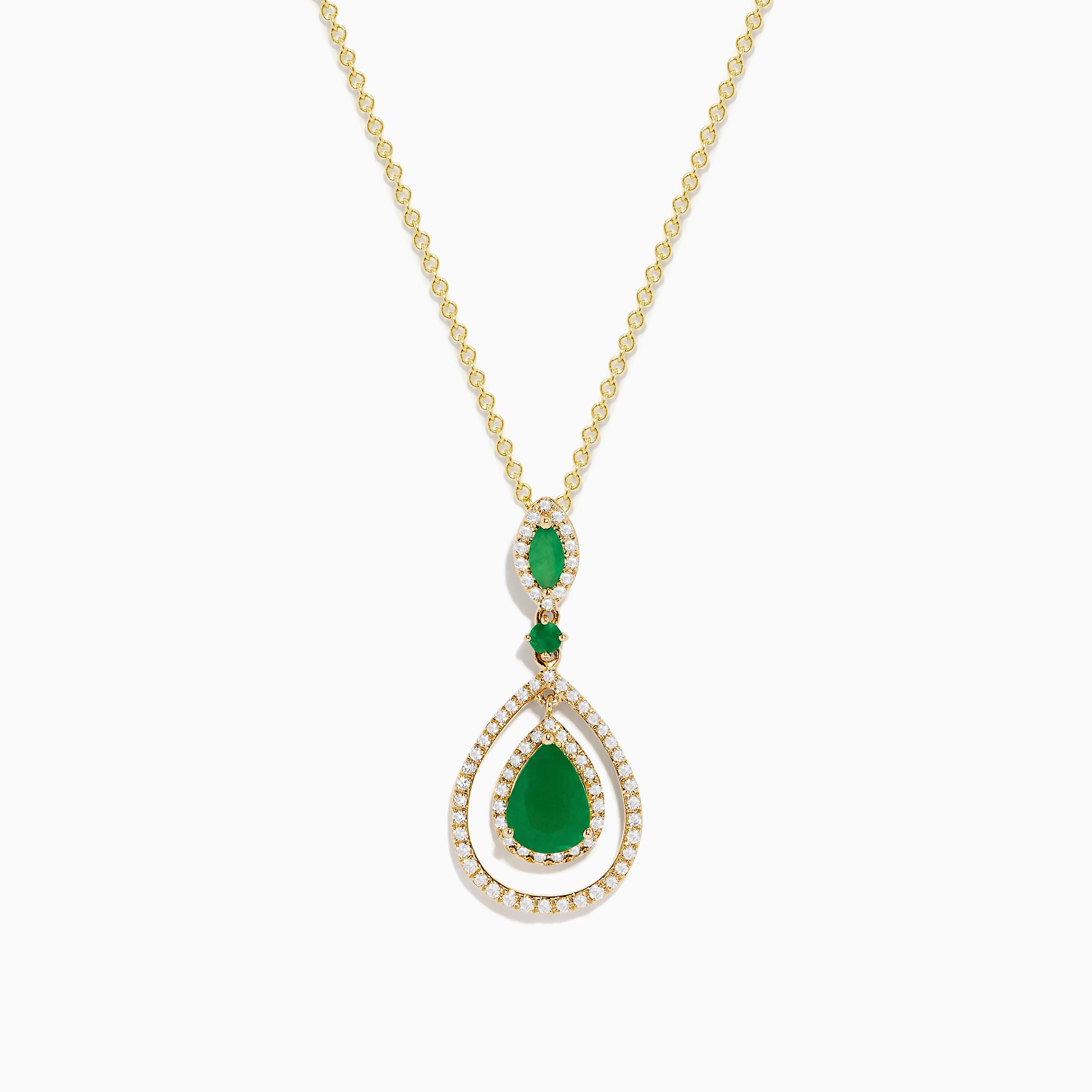 Brasilica 14K Yellow Gold Emerald and Diamond Pendant, 1.43 TCW