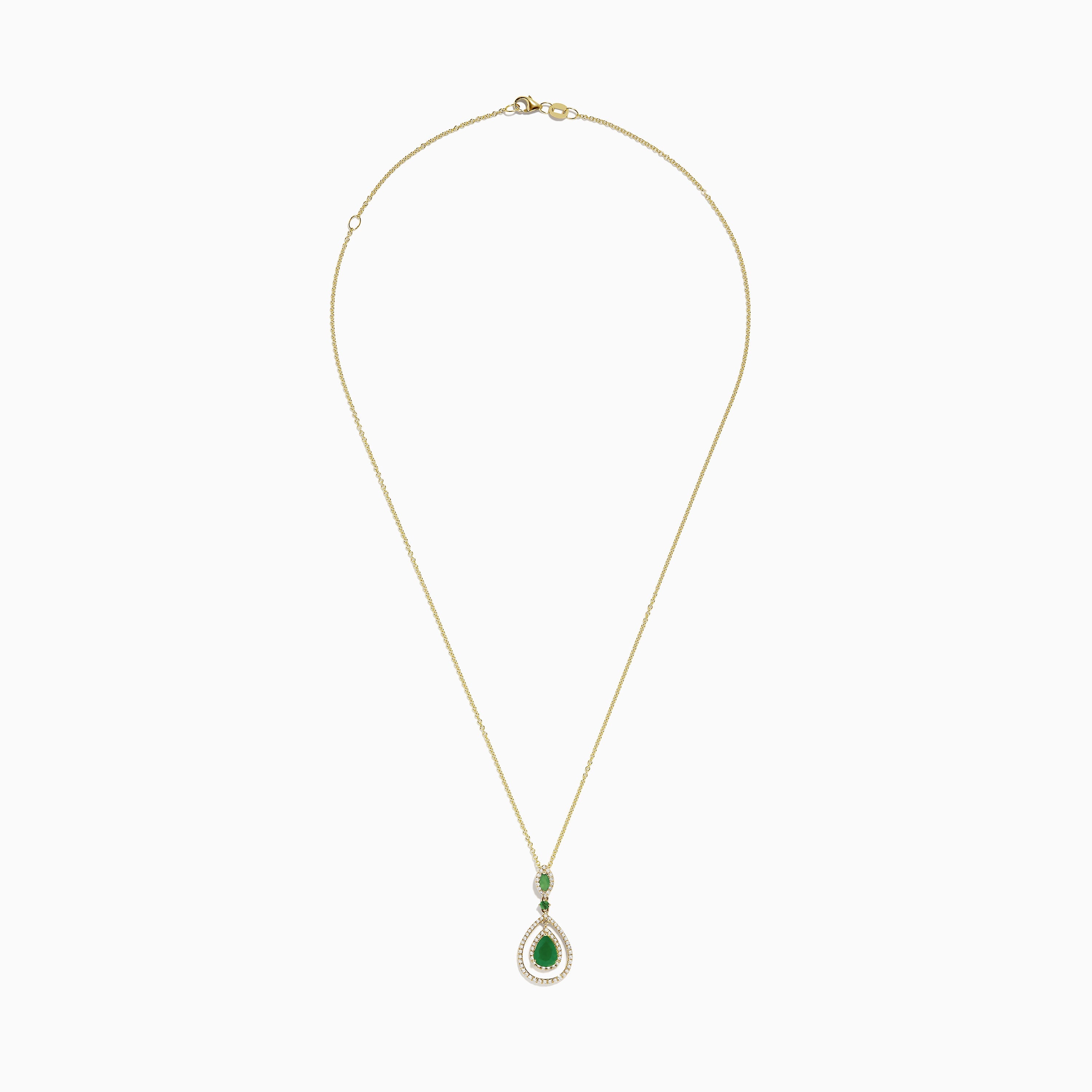 Brasilica 14K Yellow Gold Emerald and Diamond Pendant, 1.43 TCW