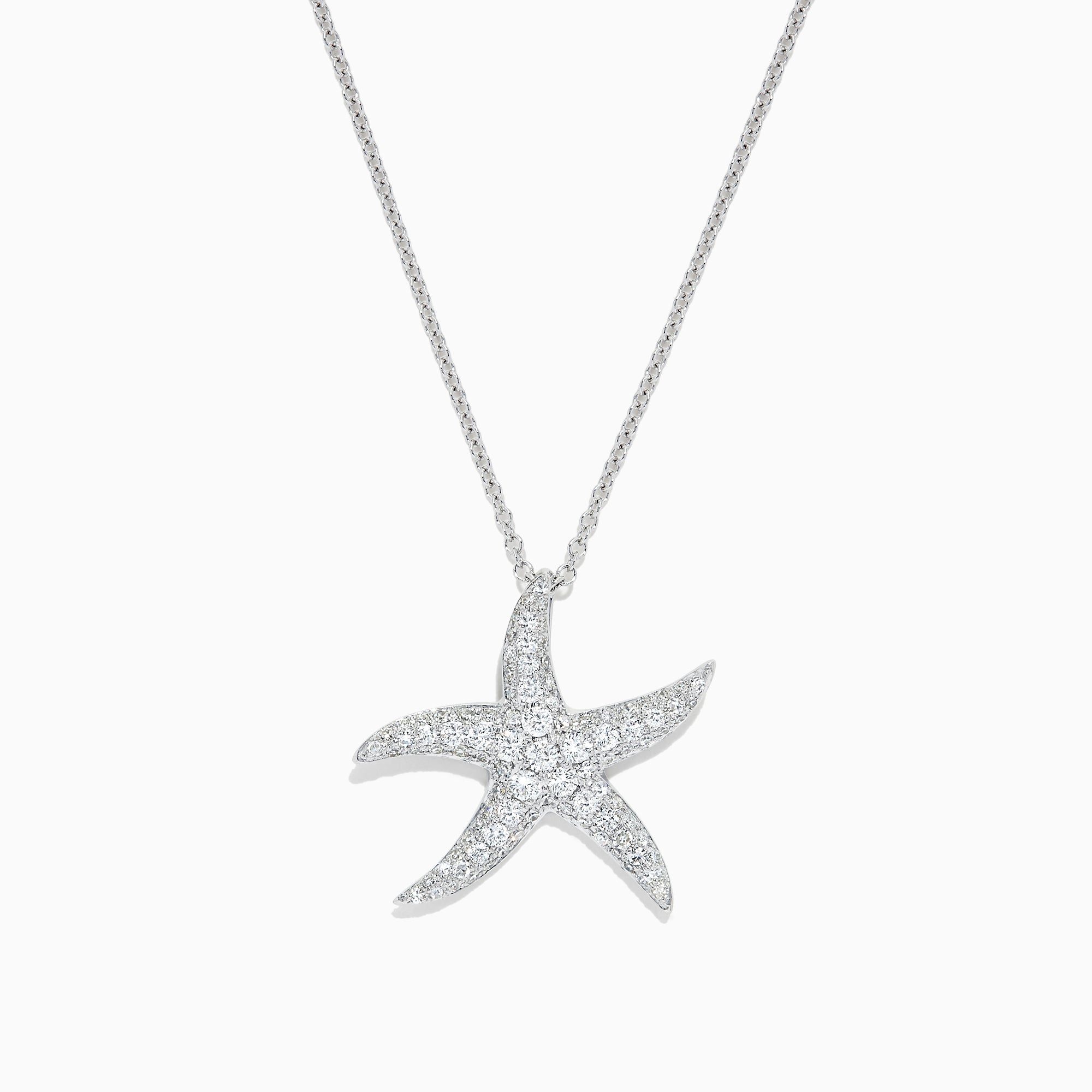 Seaside 14K White Gold Diamond Starfish Pendant, 0.55 TCW