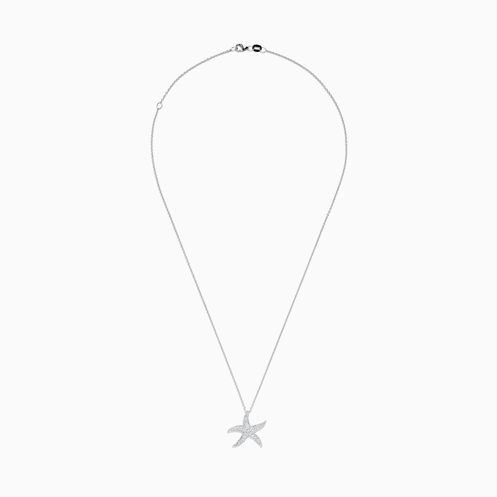 Seaside 14K White Gold Diamond Starfish Pendant, 0.55 TCW