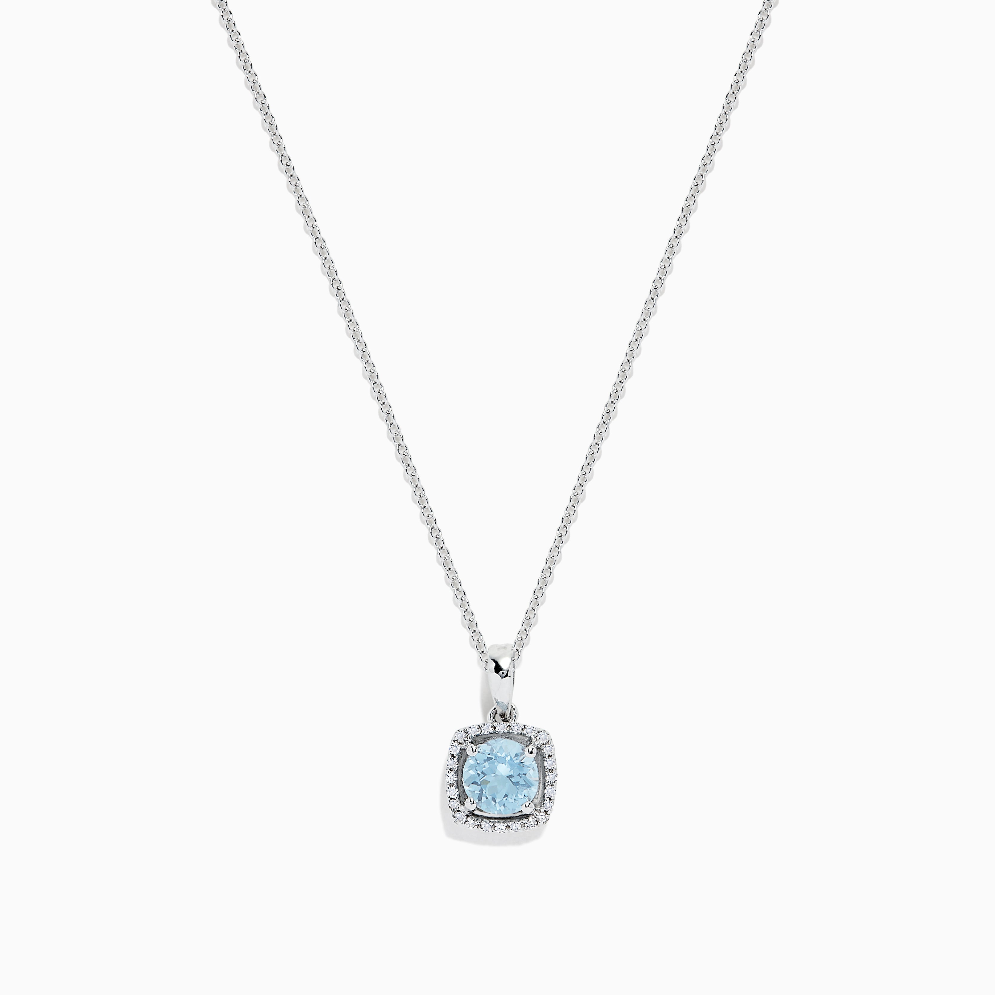 Aquarius 14K White Gold Aquamarine and Diamond Pendant, 0.78 TCW