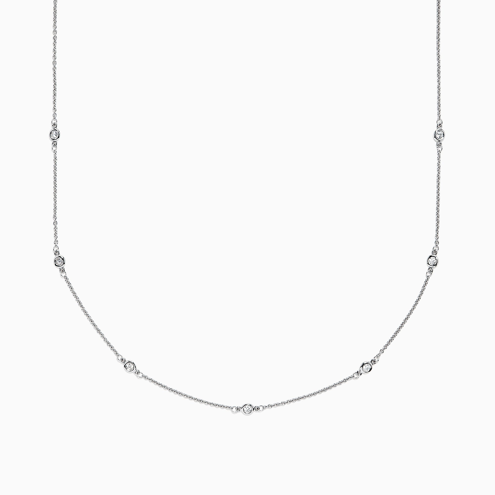 14K White Gold 18" Diamond Station Necklace, 0.21 TCW