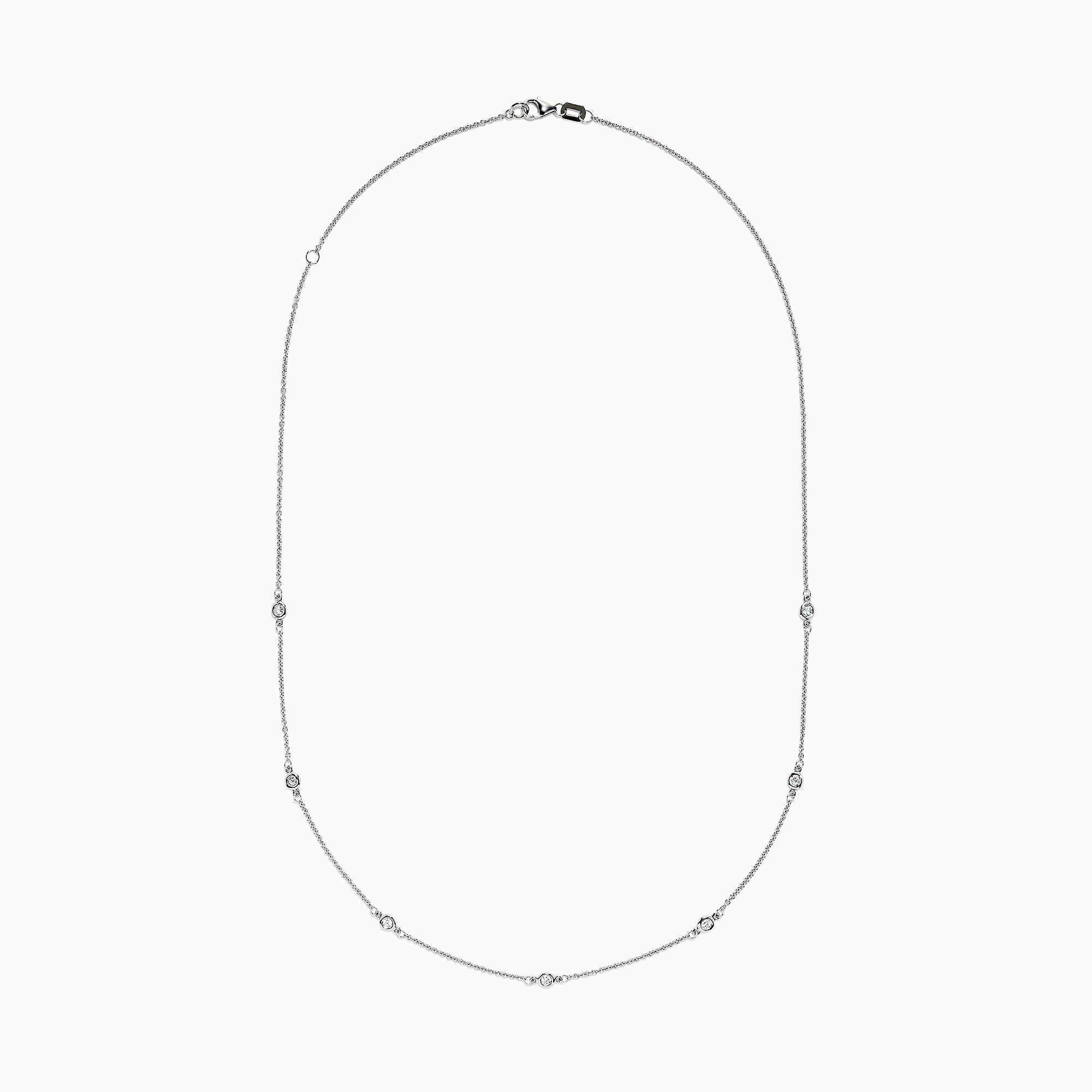 14K White Gold 18" Diamond Station Necklace, 0.21 TCW