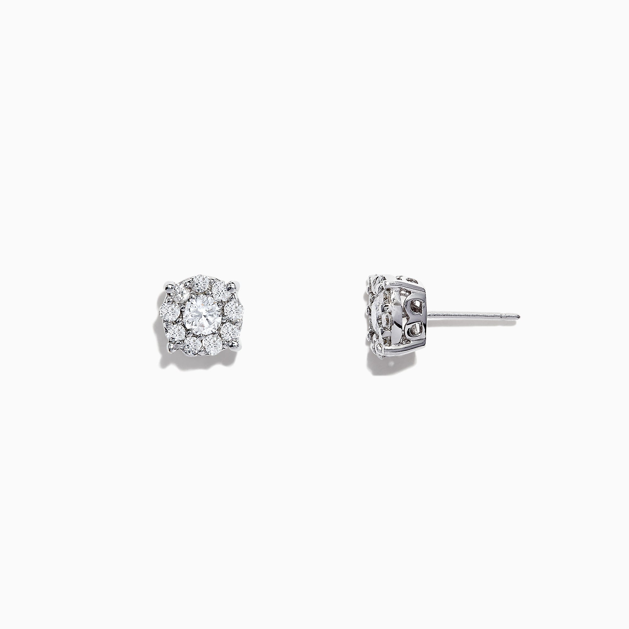 Bouquet 14K White Gold Diamond Cluster Stud Earrings, 0.93 TCW