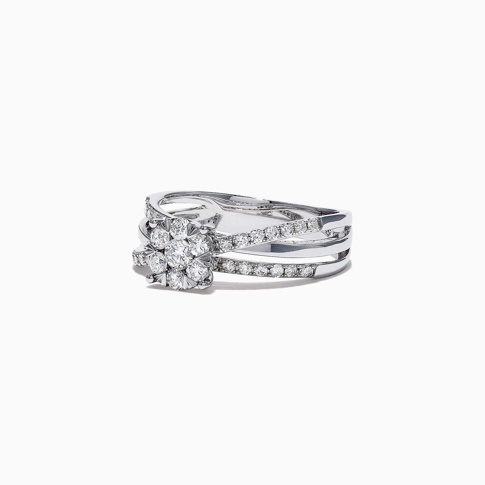 Bouquet 14K White Gold Diamond Crossover Cluster Ring, 0.39 TCW