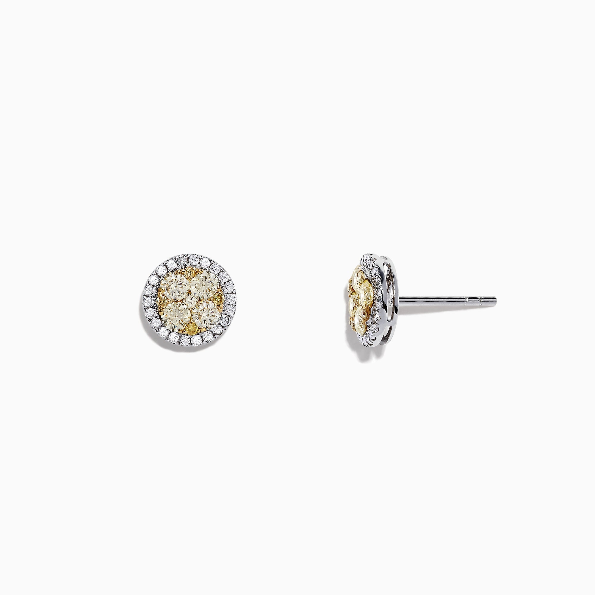 Canare 14K Two-Tone Gold Yellow and White Diamond Earrings, 1.08 TCW