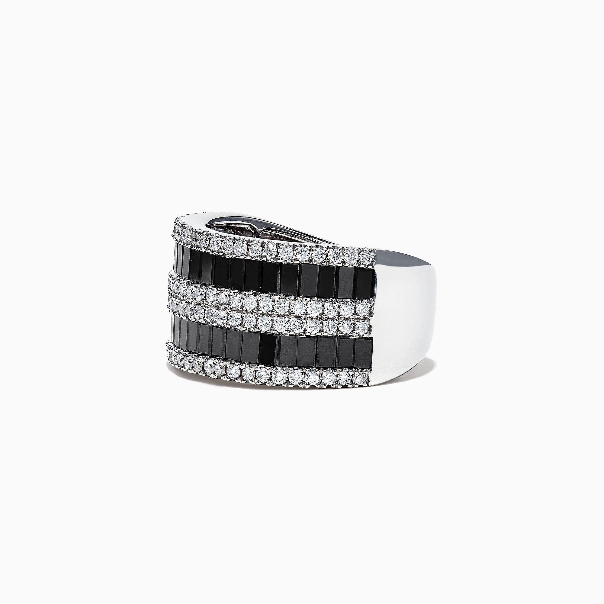 14K White Gold Black and White Diamond Ring, 2.48 TCW