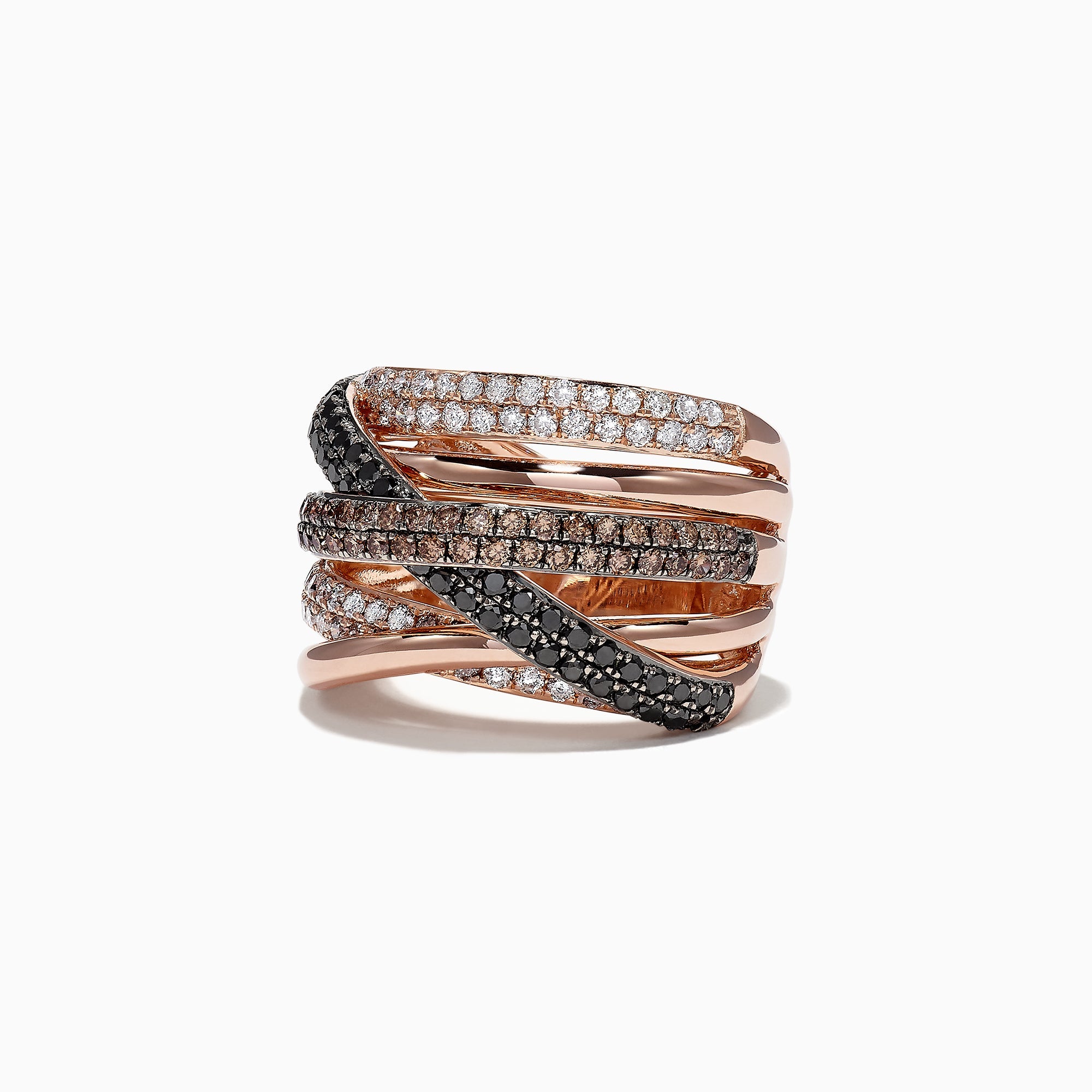 14K Rose Gold Black, Brown and White Diamond Ring, 1.47 TCW