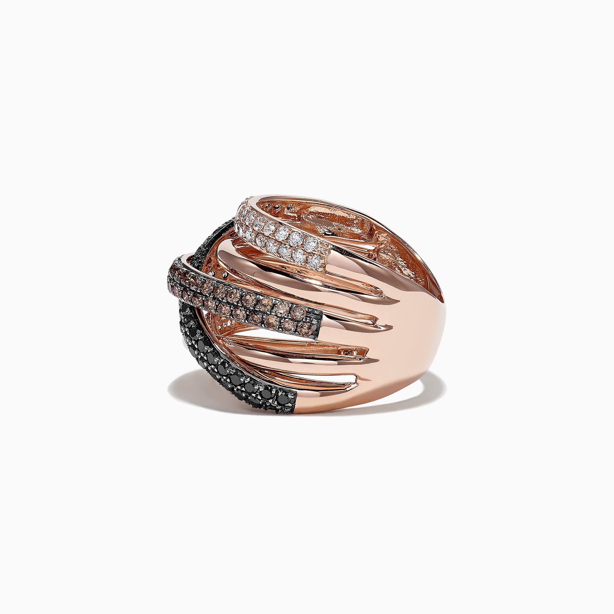 14K Rose Gold Black, Brown and White Diamond Ring, 1.47 TCW