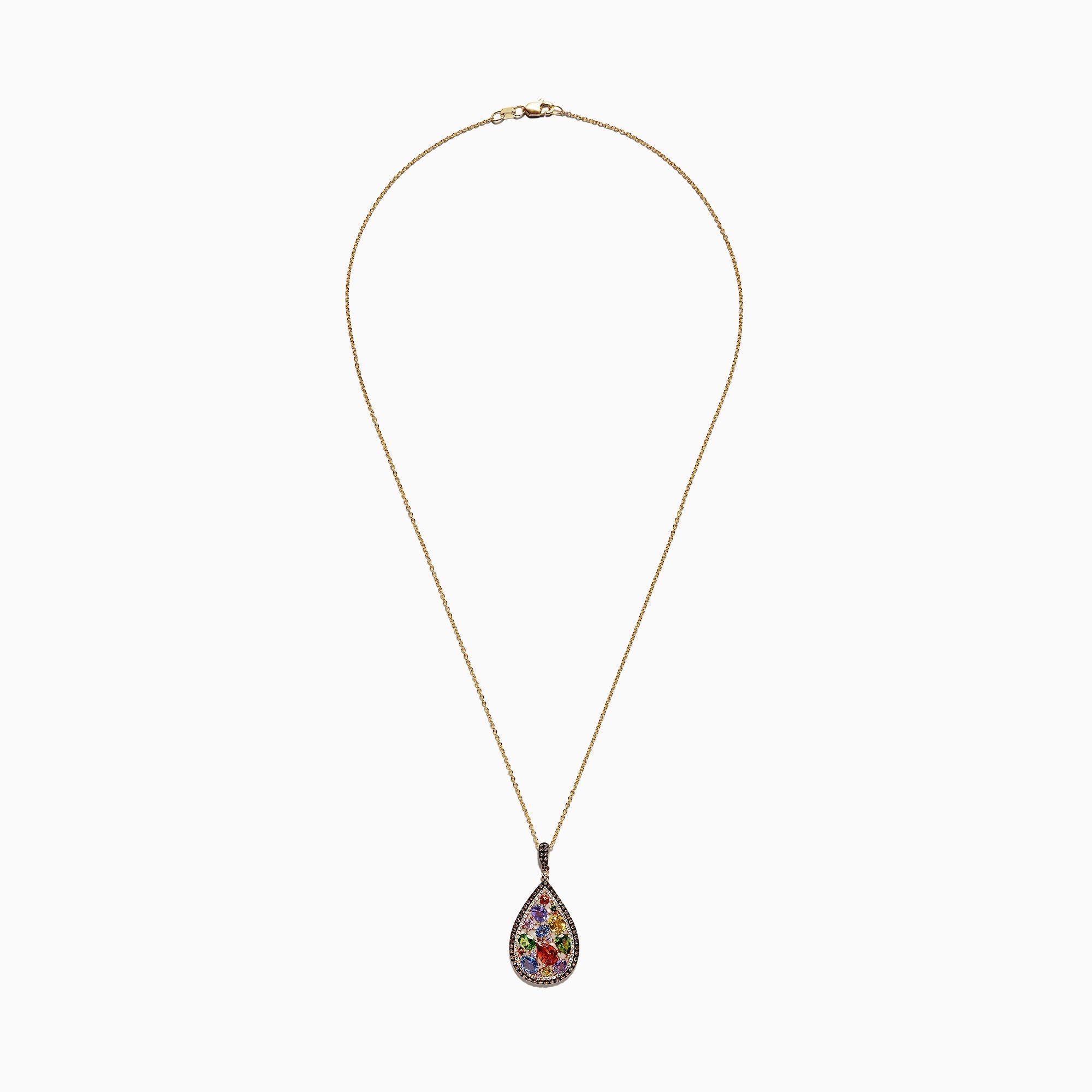 Watercolors 14K Yellow Gold Multi Sapphire & Diamond Pendant, 4.21 TCW