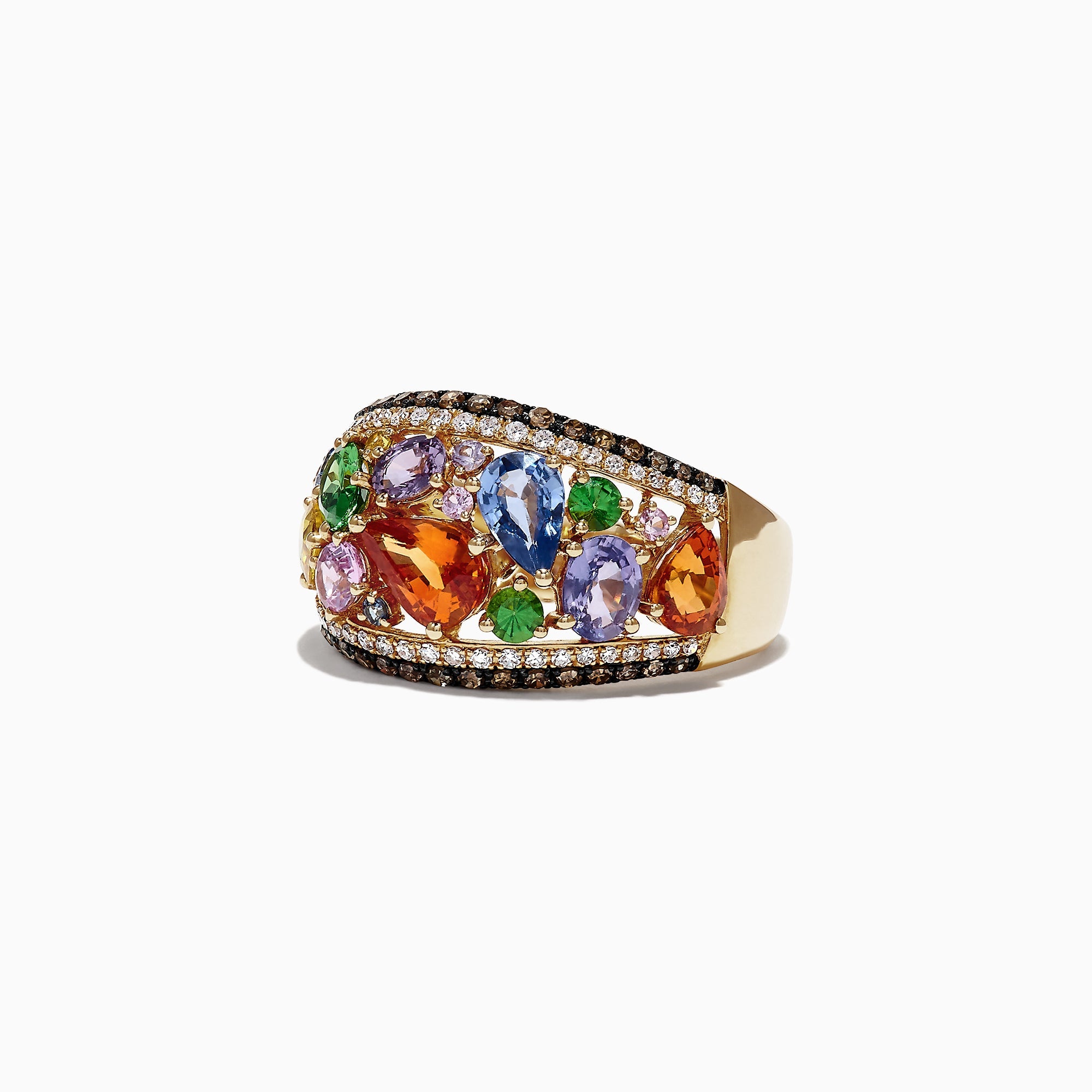 Watercolors 14K Yellow Gold Multi Sapphire & Diamond Ring, 4.00 TCW