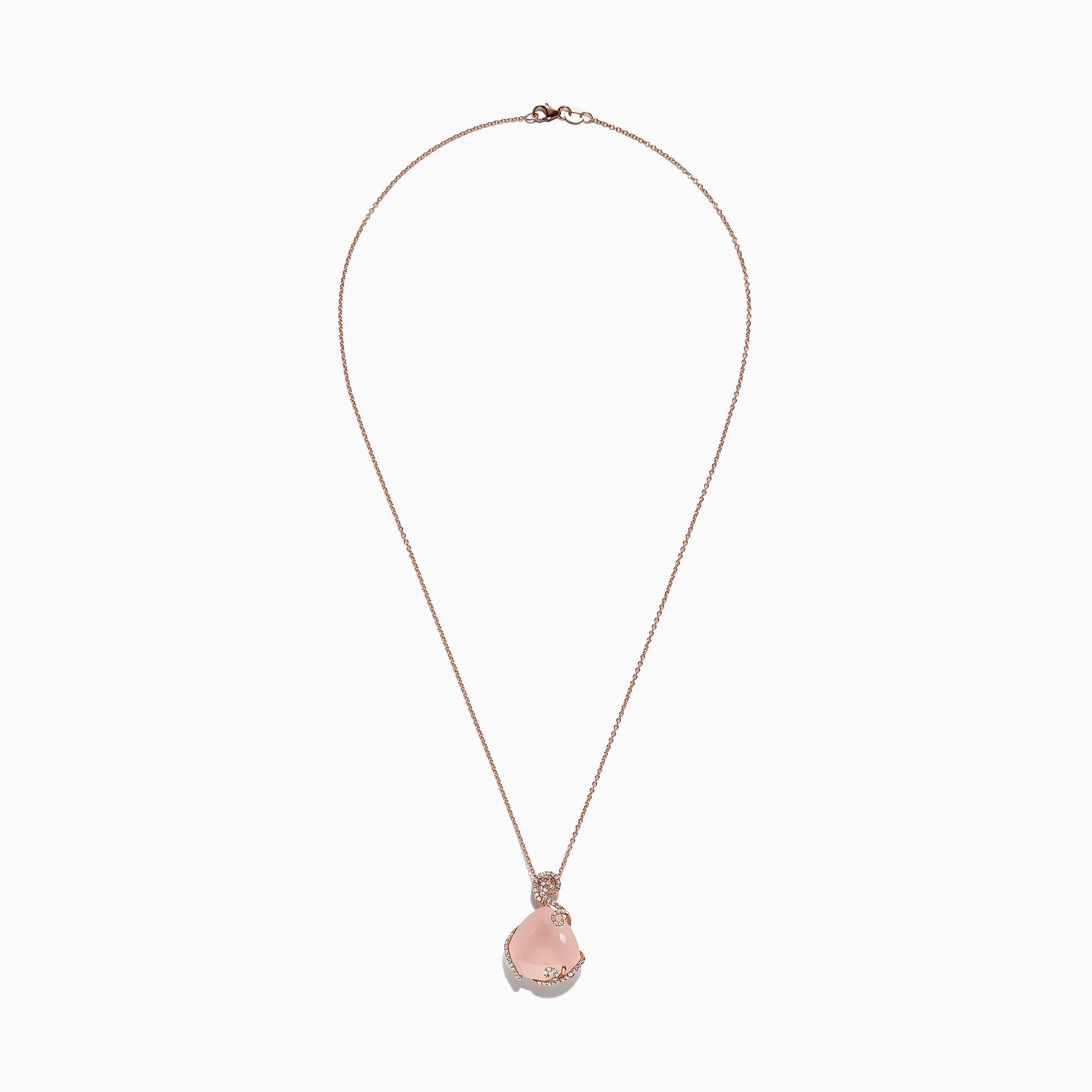 14K Rose Gold Rose Quartz and Diamond Pendant, 16.18 TCW