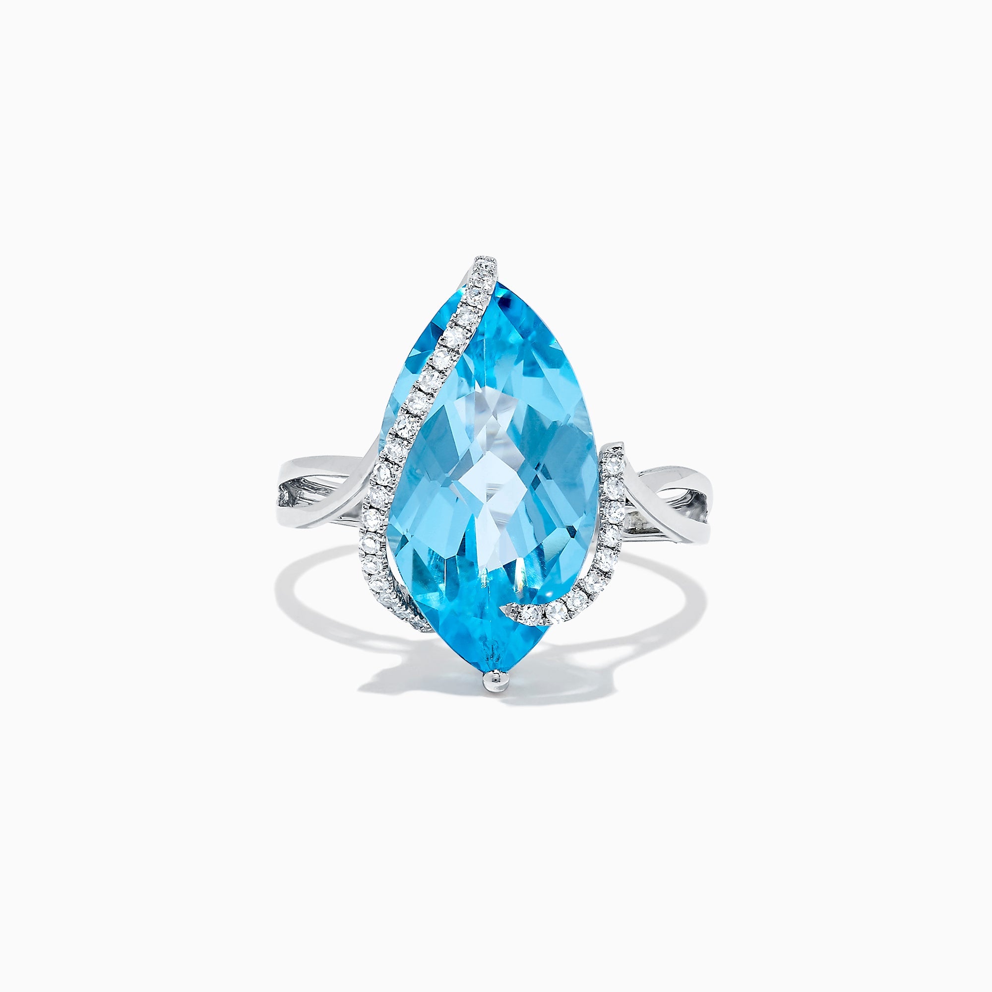 Ocean Bleu 14K White Gold Blue Topaz & Diamond Ring, 7.27 TCW