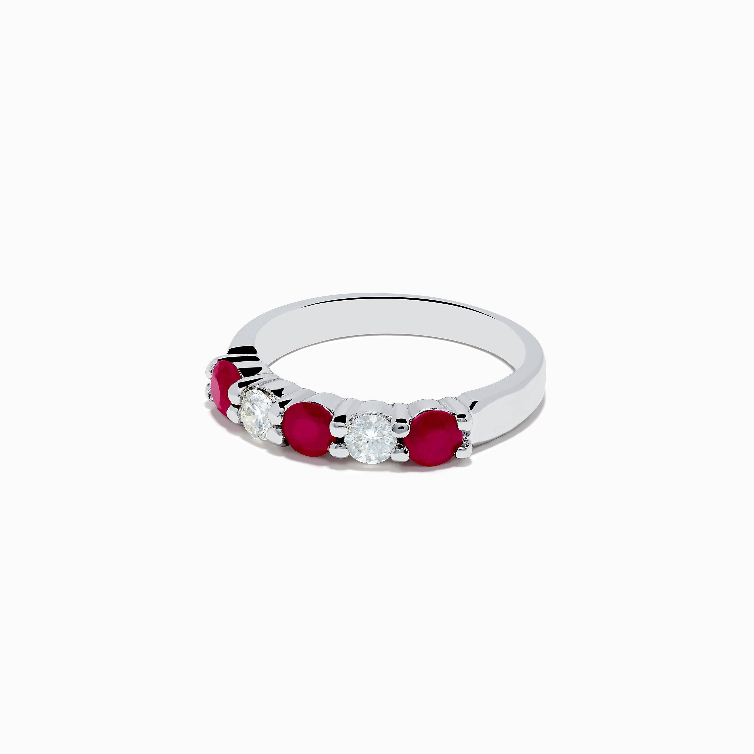 14K White Gold Ruby and Diamond Stacking Band, 1.14 TCW