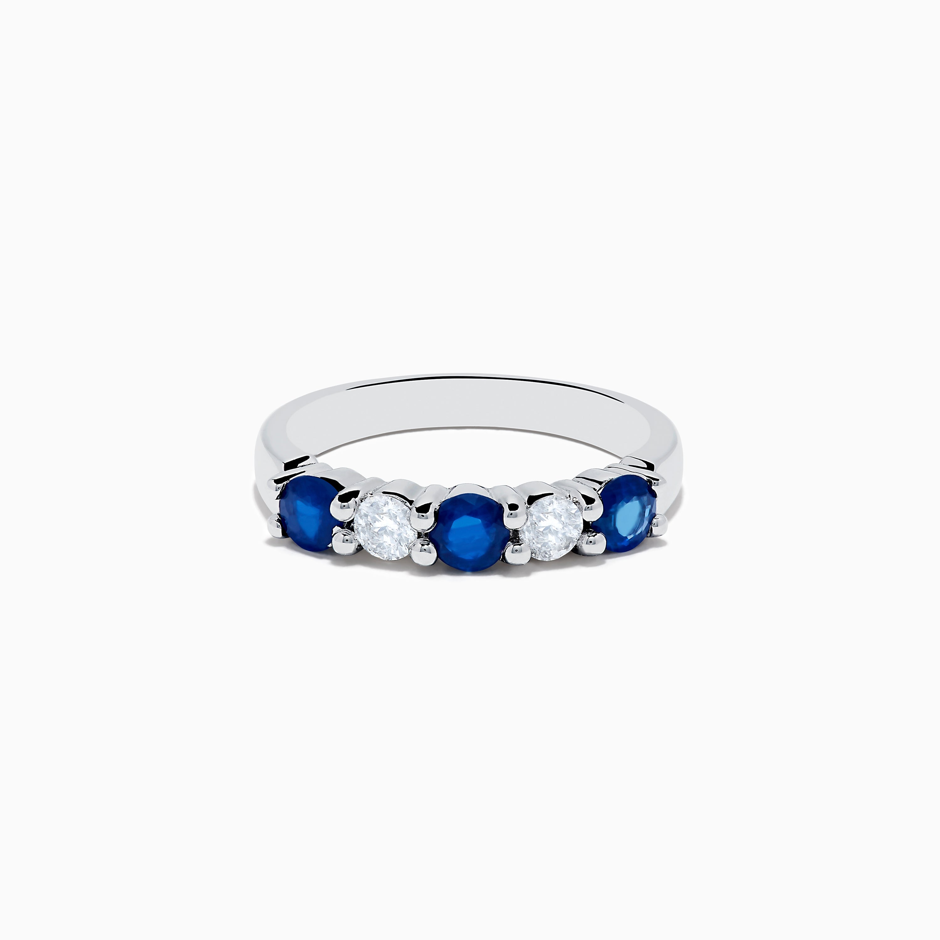 14K White Gold Blue Sapphire and Diamond Ring, 1.14 TCW