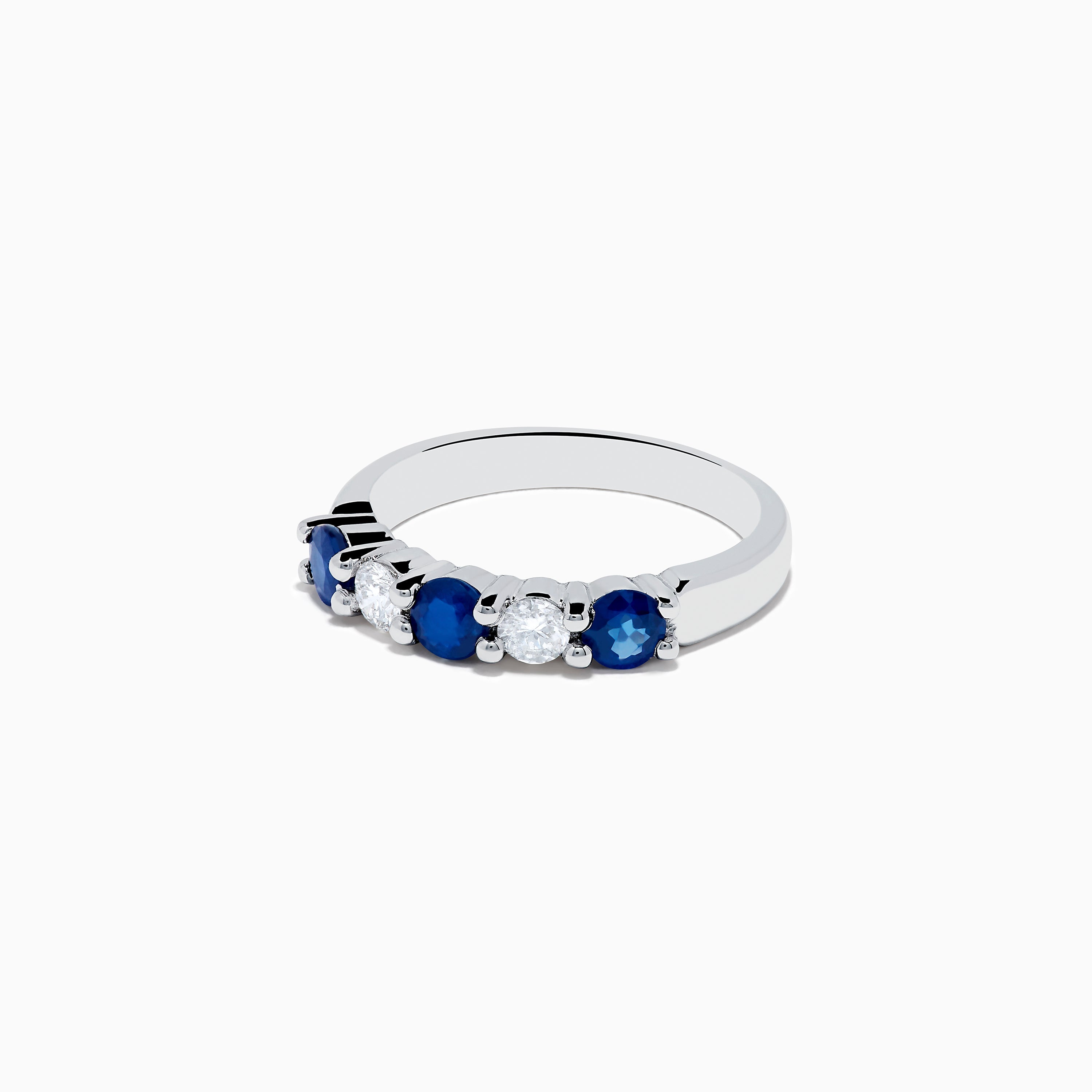 14K White Gold Blue Sapphire and Diamond Ring, 1.14 TCW