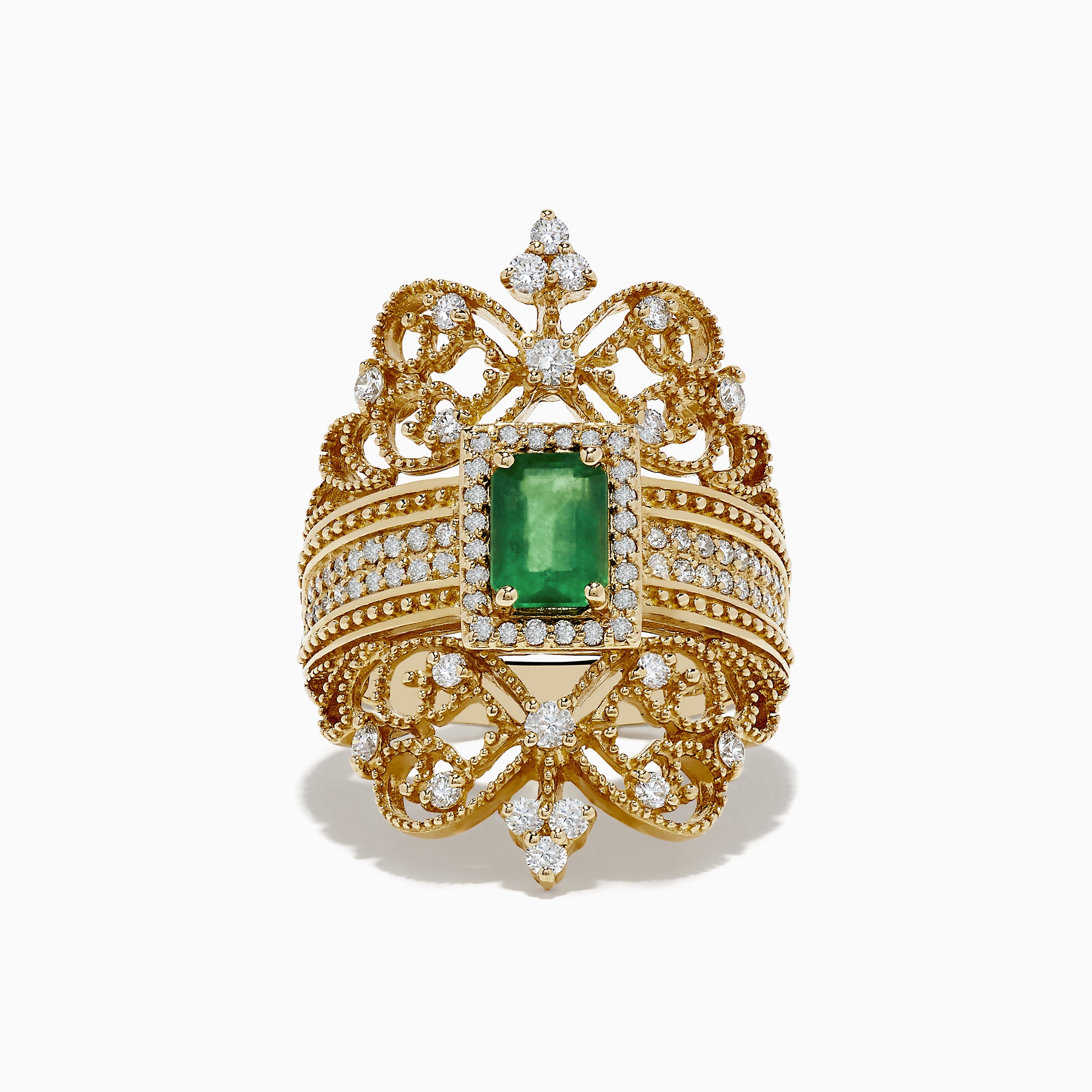 Brasilica 14K Yellow Gold Emerald and Diamond Ring, 1.68 TCW