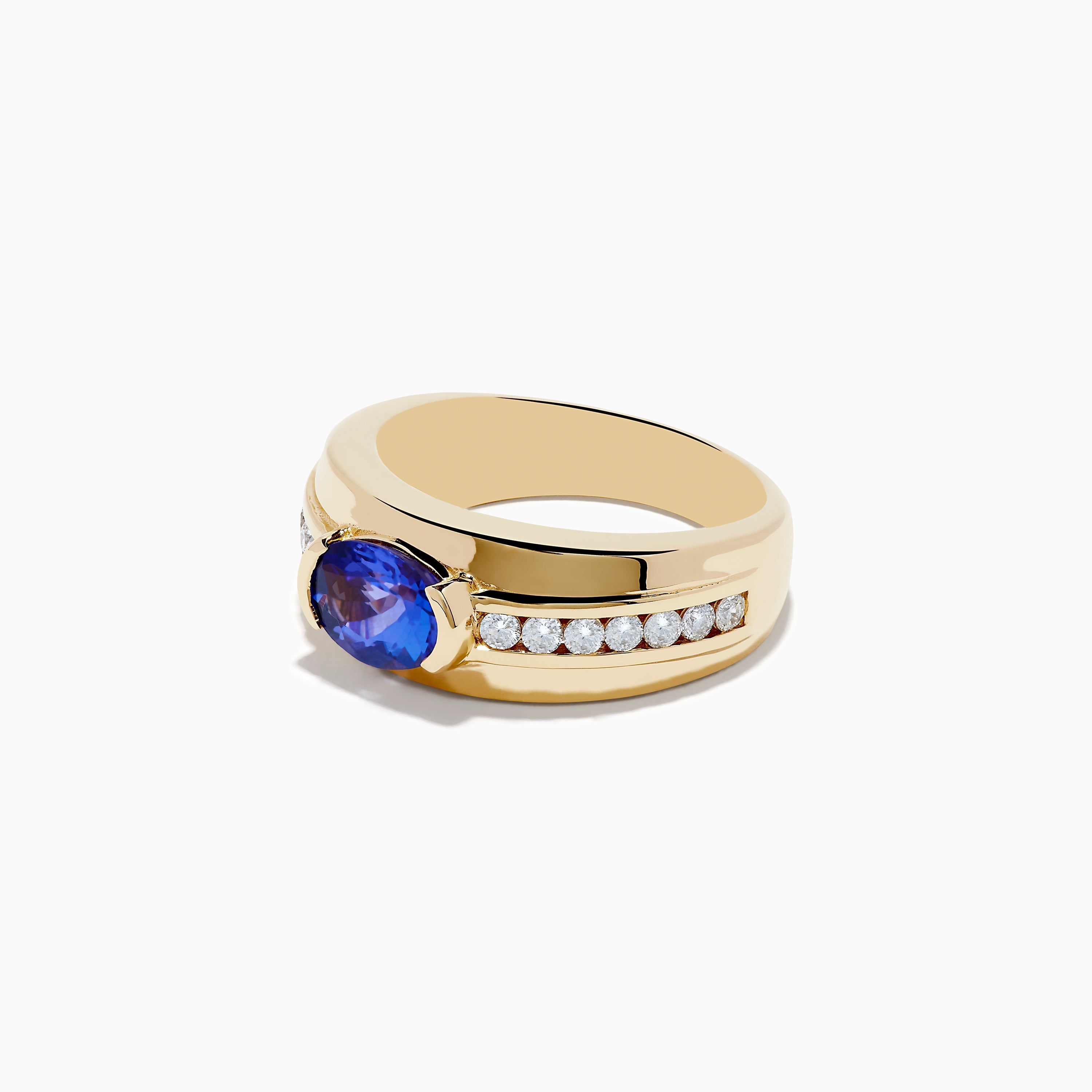 Men's 14K Yellow Gold Tanzanite and Diamond Ring