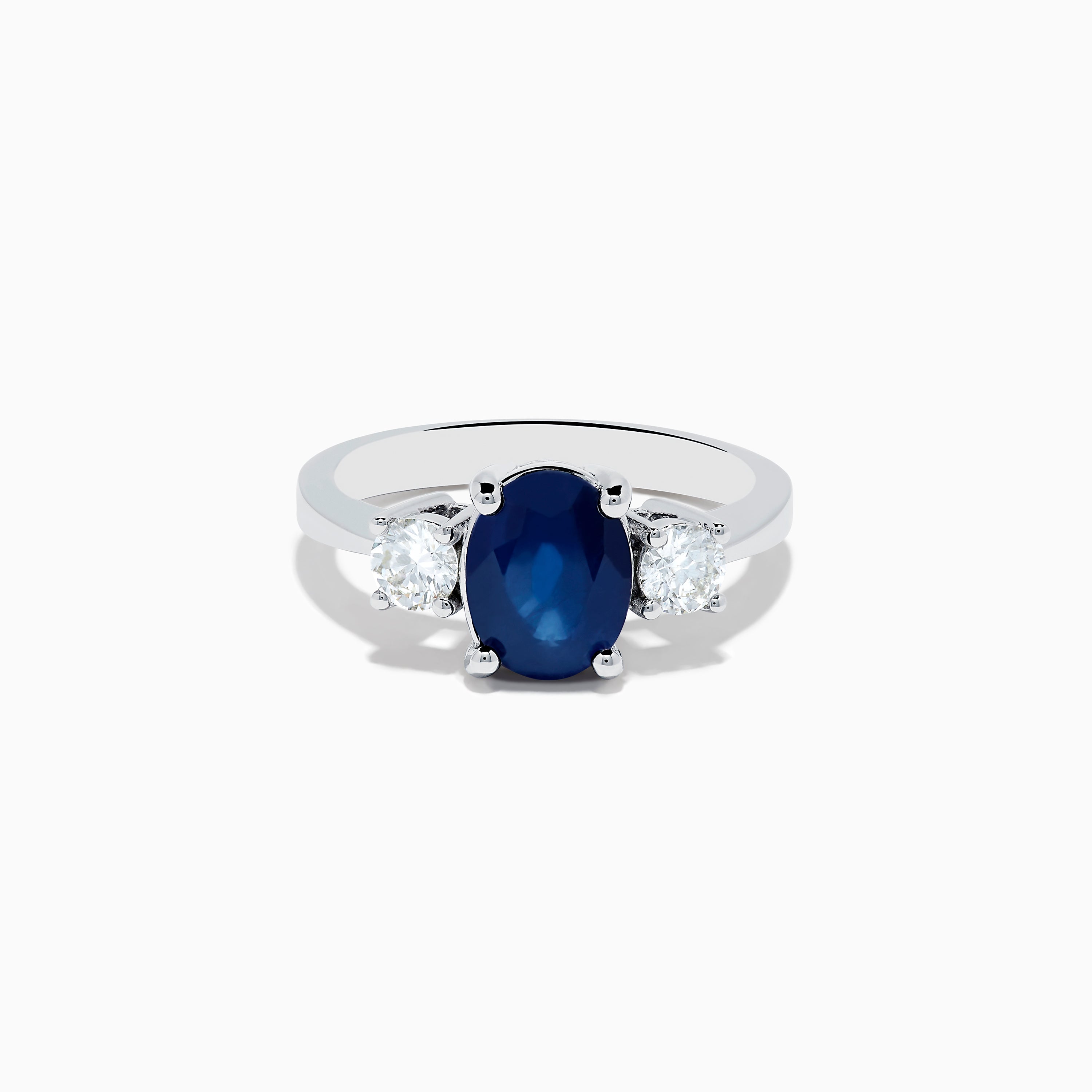 14K White Gold Oval Blue Sapphire and Diamond Ring, 2.29 TCW