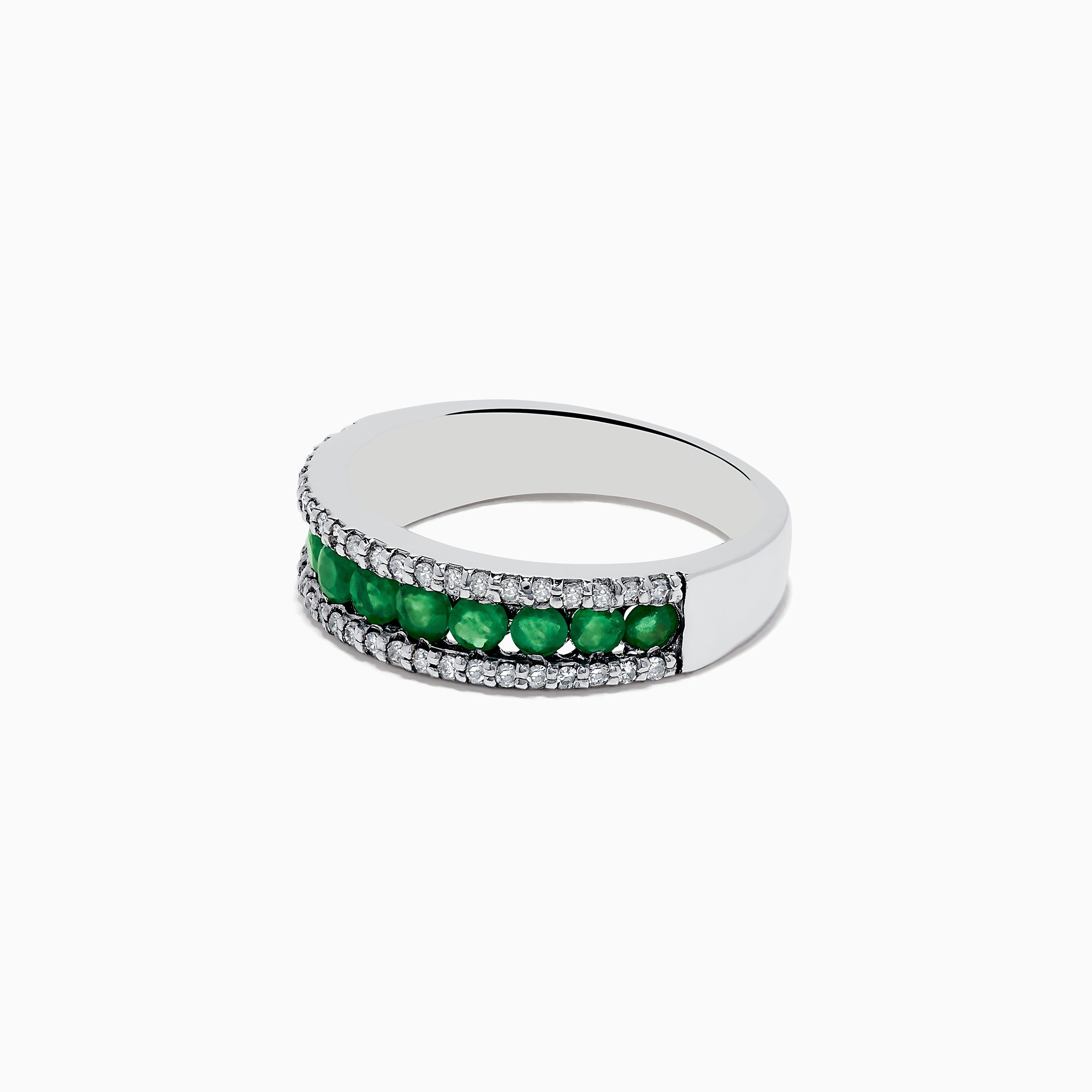 Brasilica 14K White Gold Emerald and Diamond Ring, 1.02 TCW