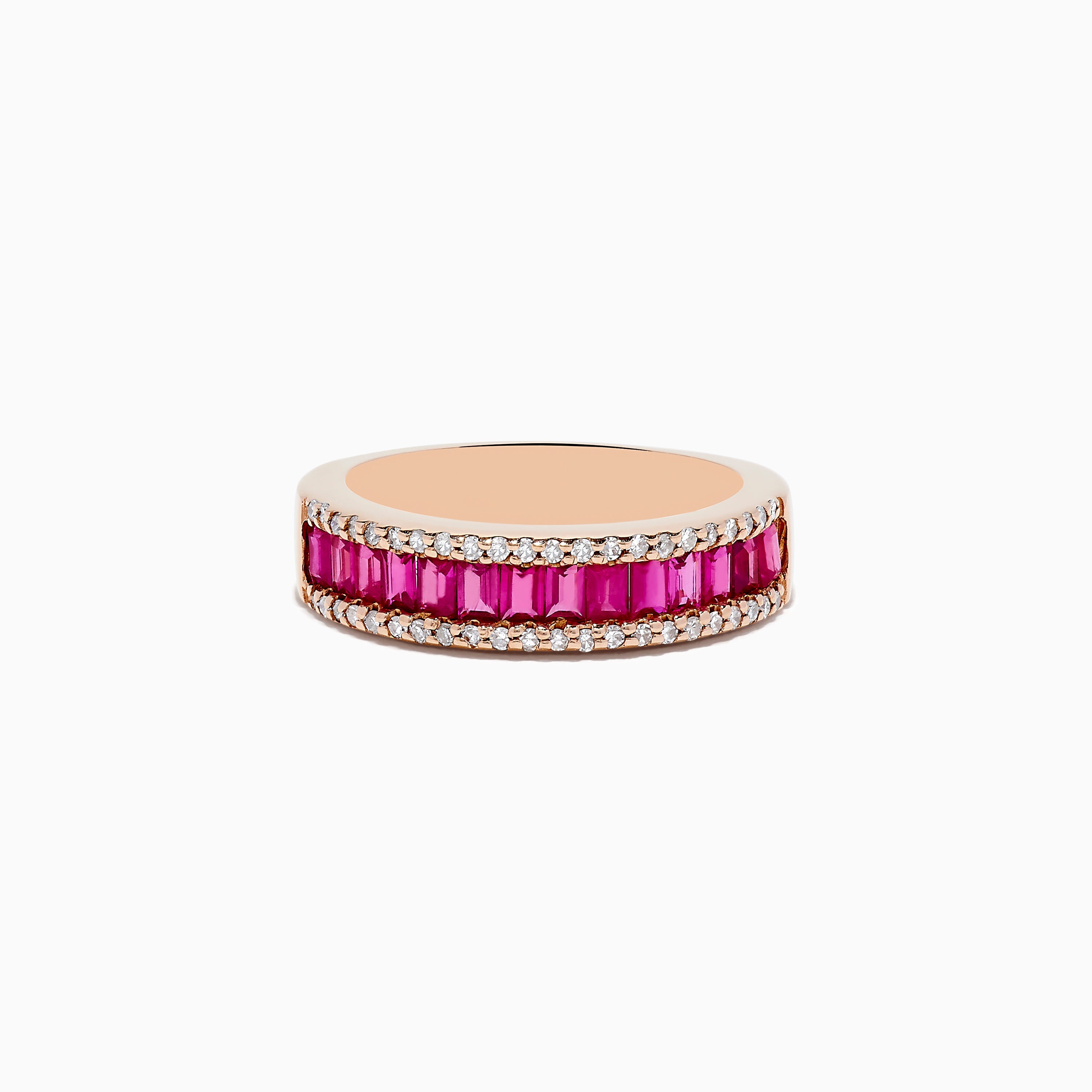 Ruby Royal 14K Rose Gold Baguette Cut Ruby and Diamond Band, 1.28 TCW