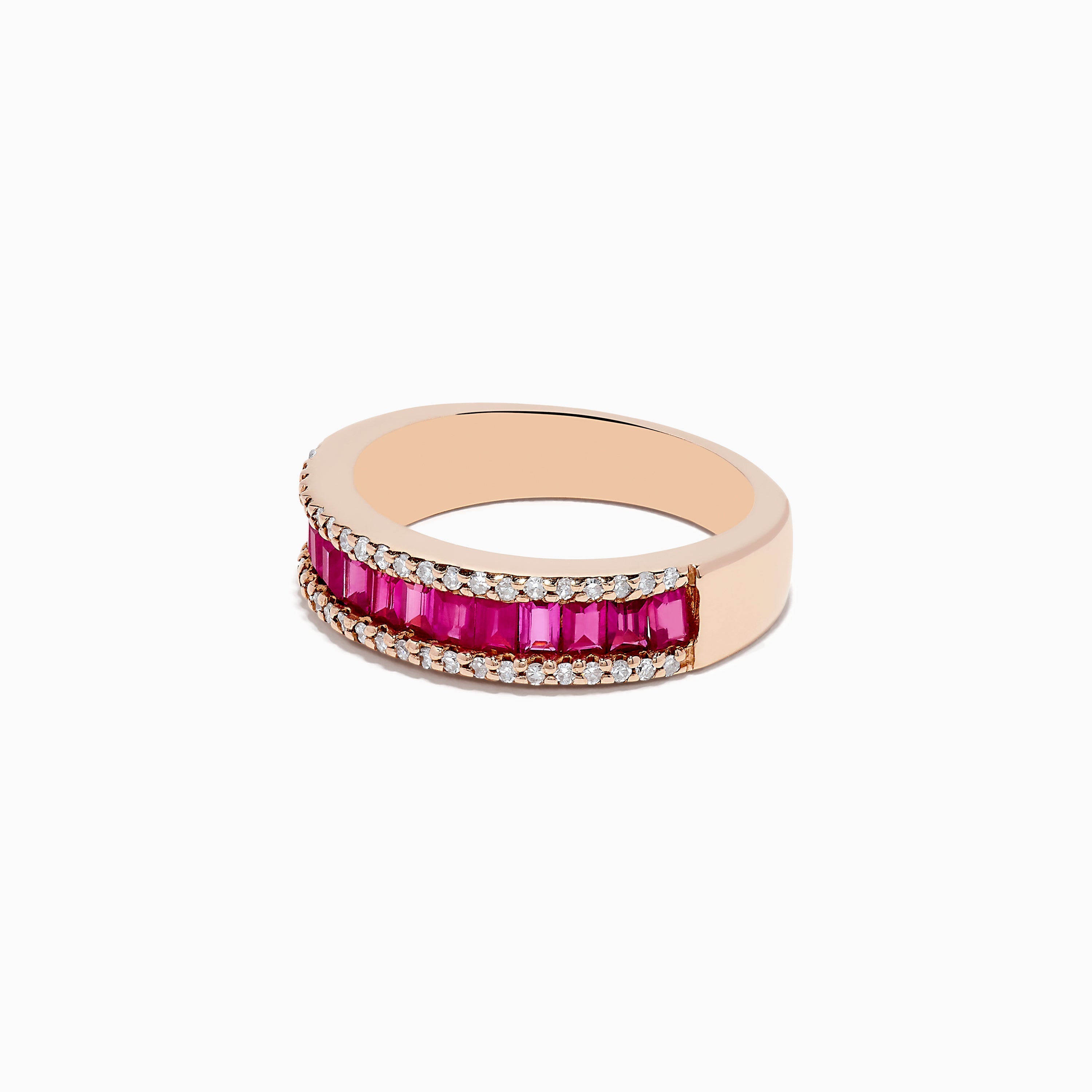 Ruby Royal 14K Rose Gold Baguette Cut Ruby and Diamond Band, 1.28 TCW