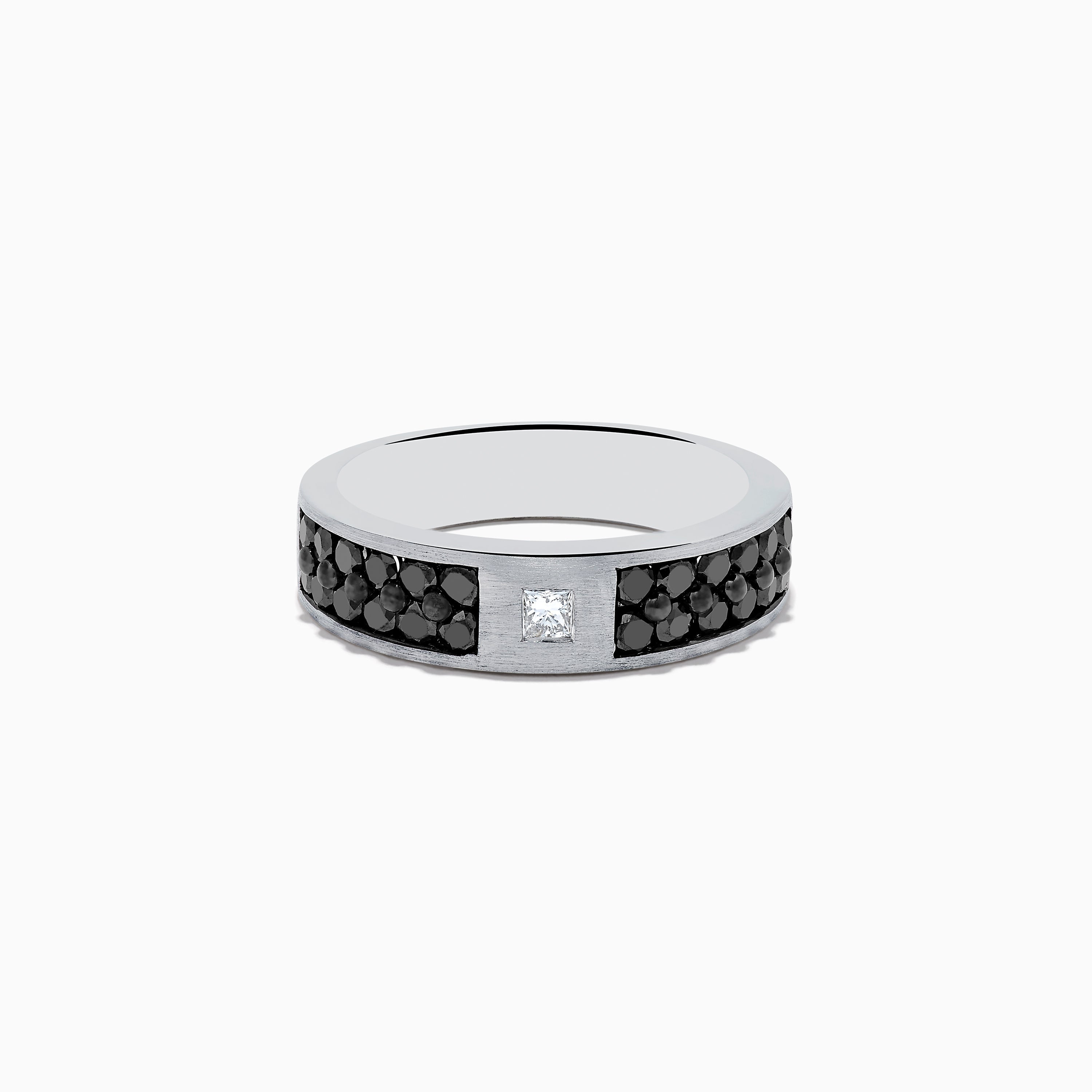 14K White Gold Men's Black and White Diamond Ring, 1.15 TCW