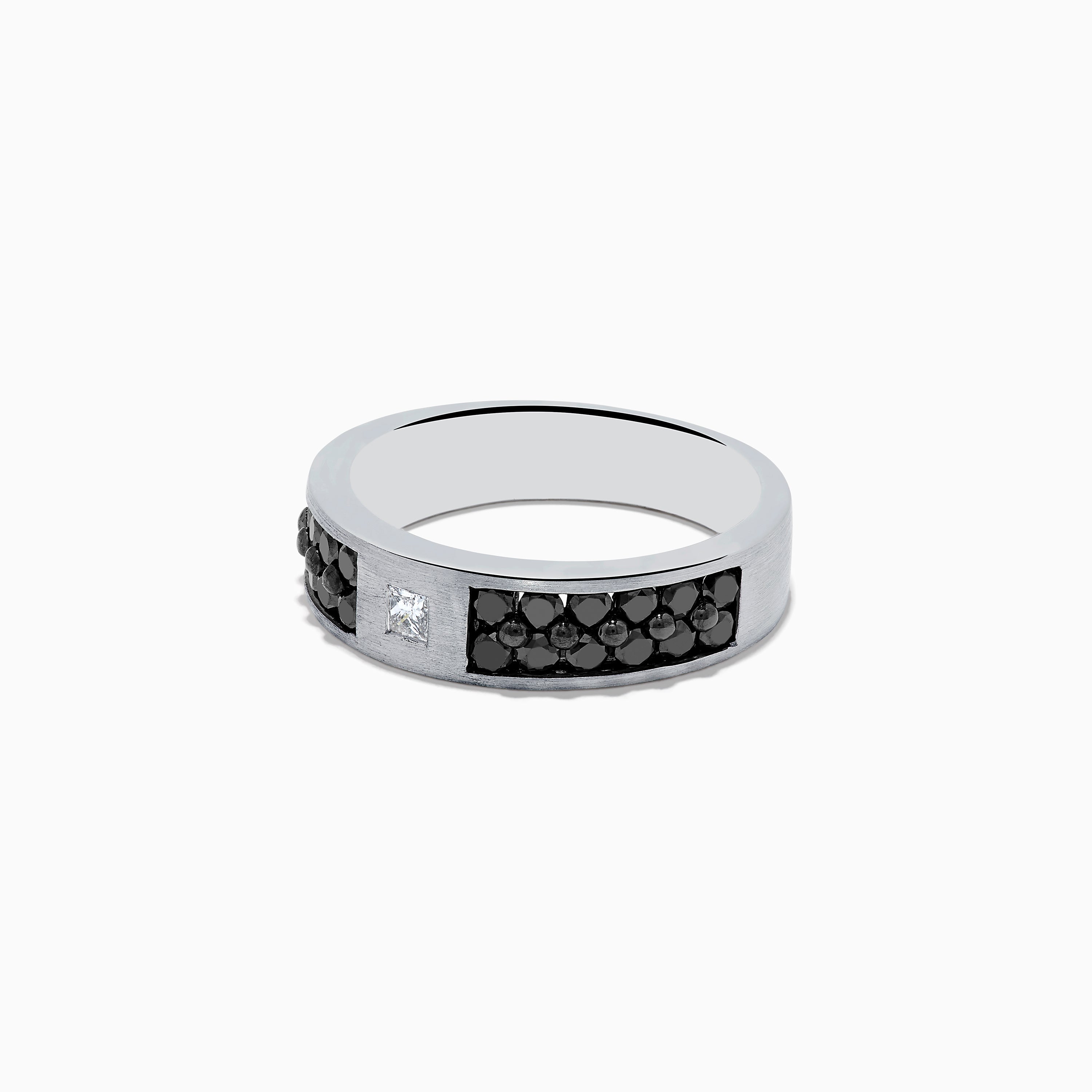 14K White Gold Men's Black and White Diamond Ring, 1.15 TCW