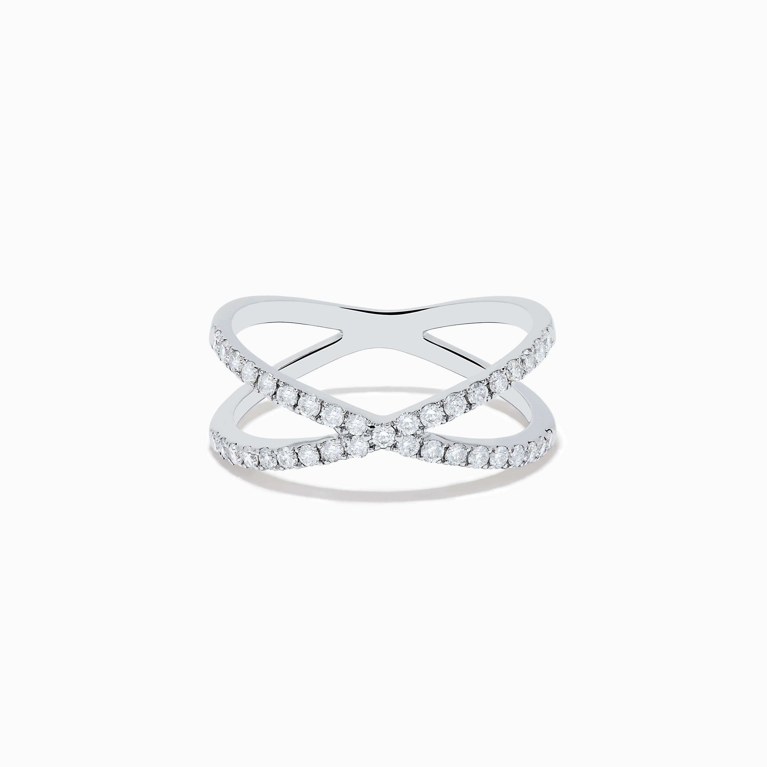 Pave Classica 14K White Gold Diamond Criss Cross Ring, 0.40 TCW