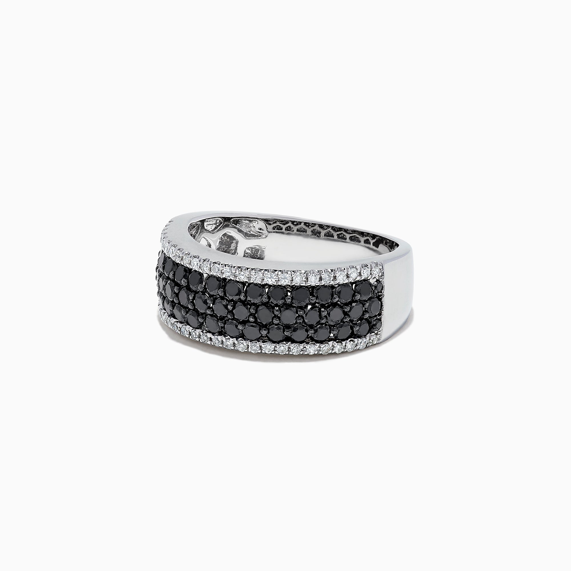 14K White Gold Black and White Diamond Ring, 1.28 TCW