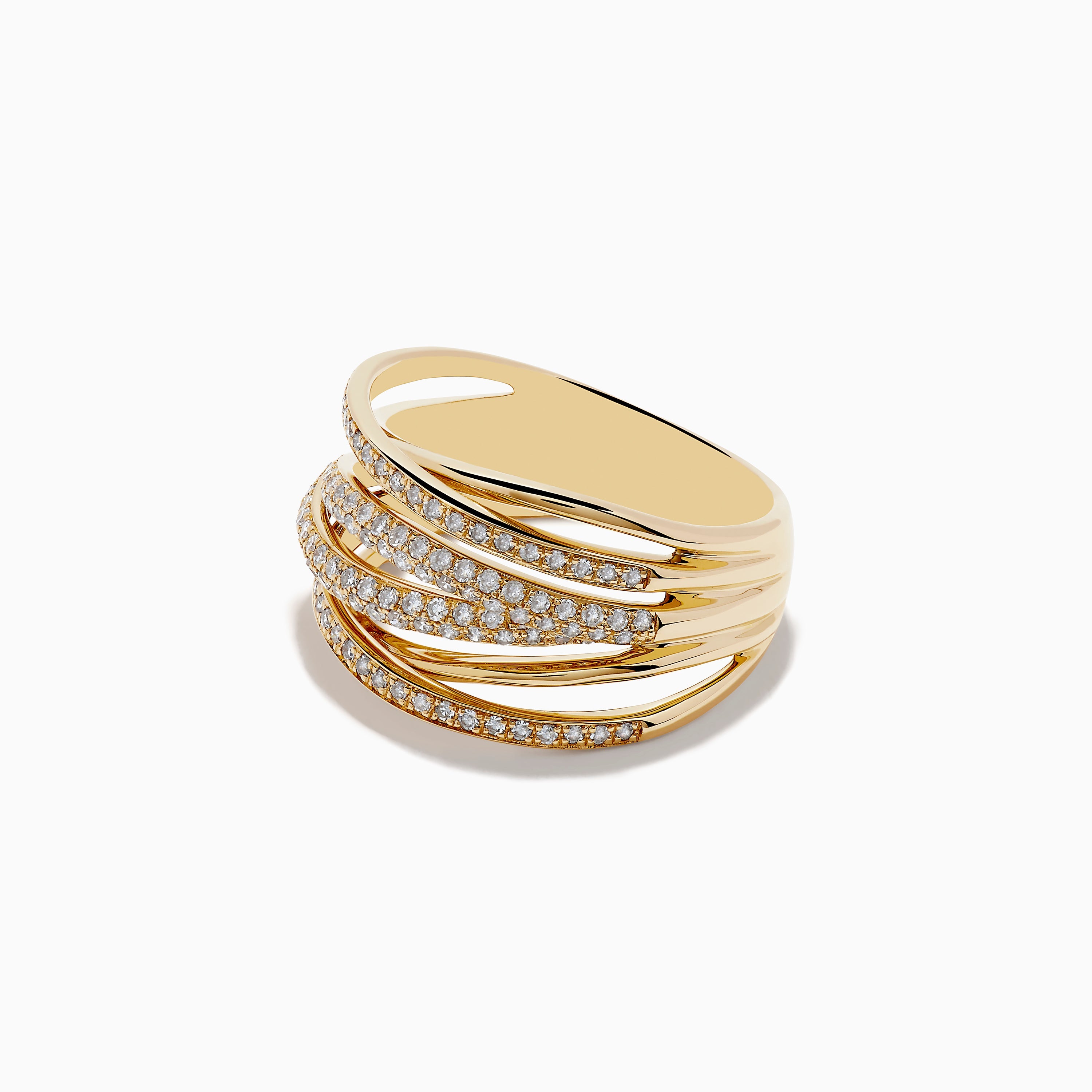 D'Oro 14K Yellow Gold Diamond Crossover Ring, 0.54 TCW