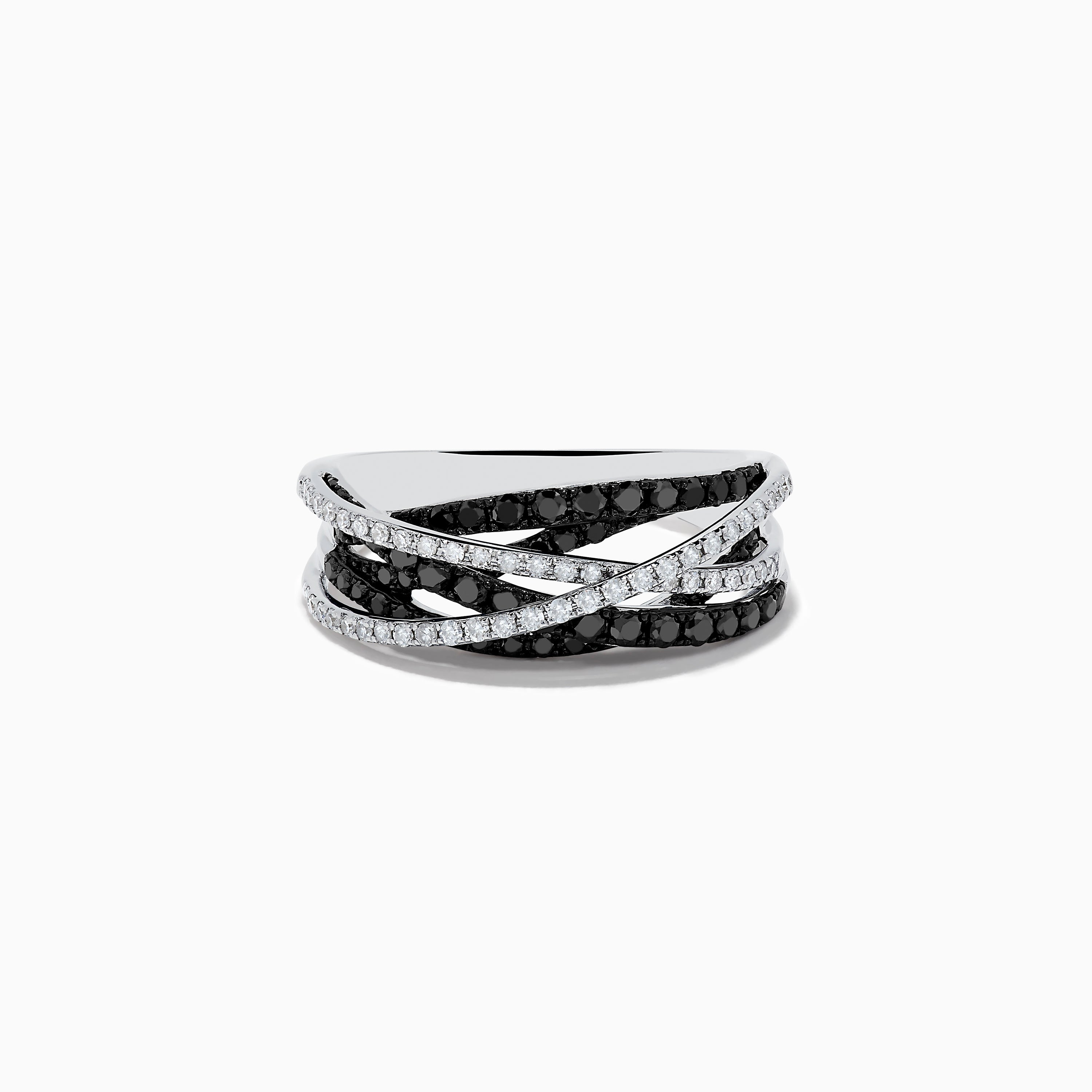 14K White Gold Black and White Diamond Ring, .72 TCW