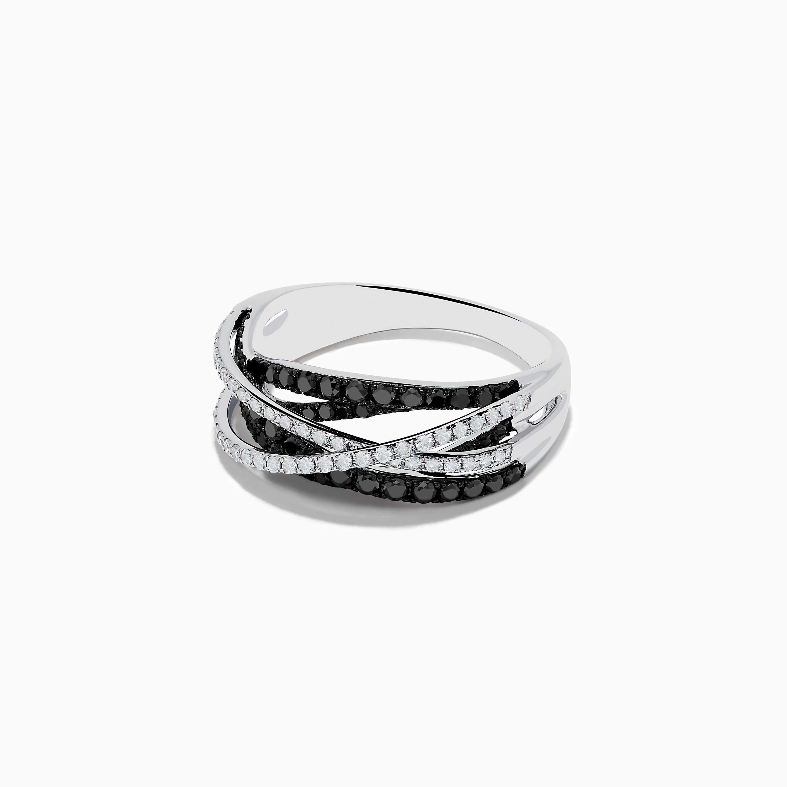 14K White Gold Black and White Diamond Ring, .72 TCW