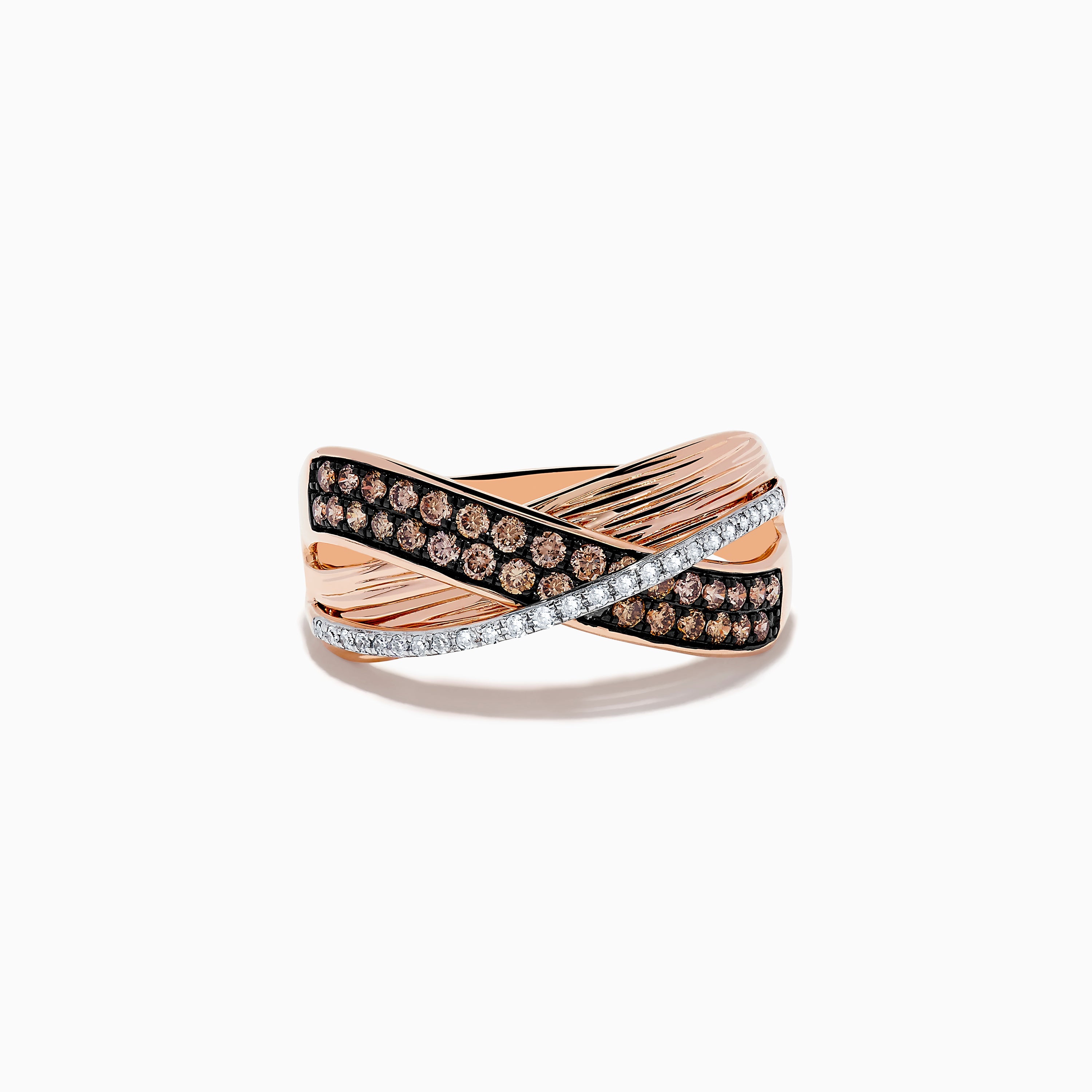 14K Rose Gold Espresso and White Diamond Ring, 0.48 TCW