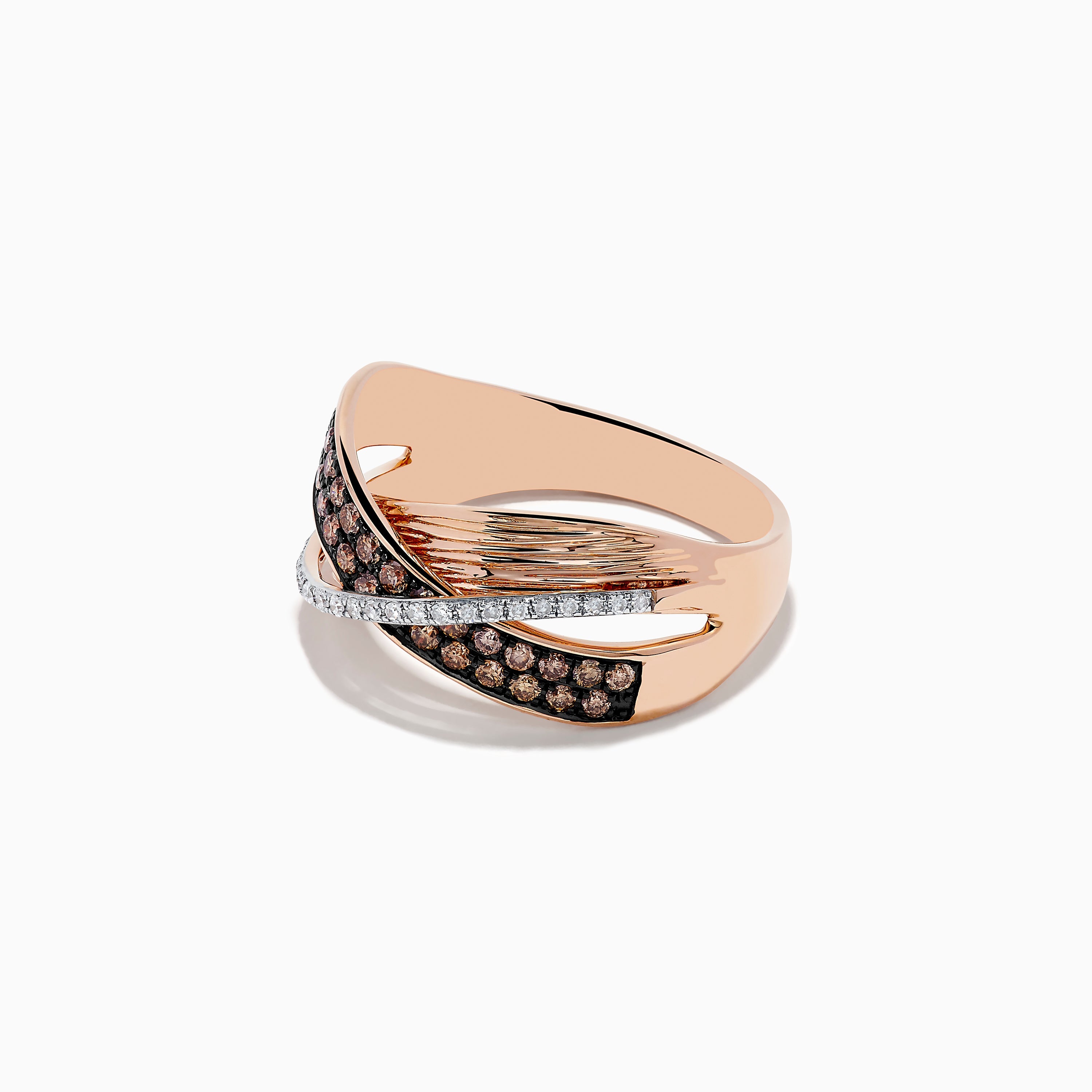 14K Rose Gold Espresso and White Diamond Ring, 0.48 TCW