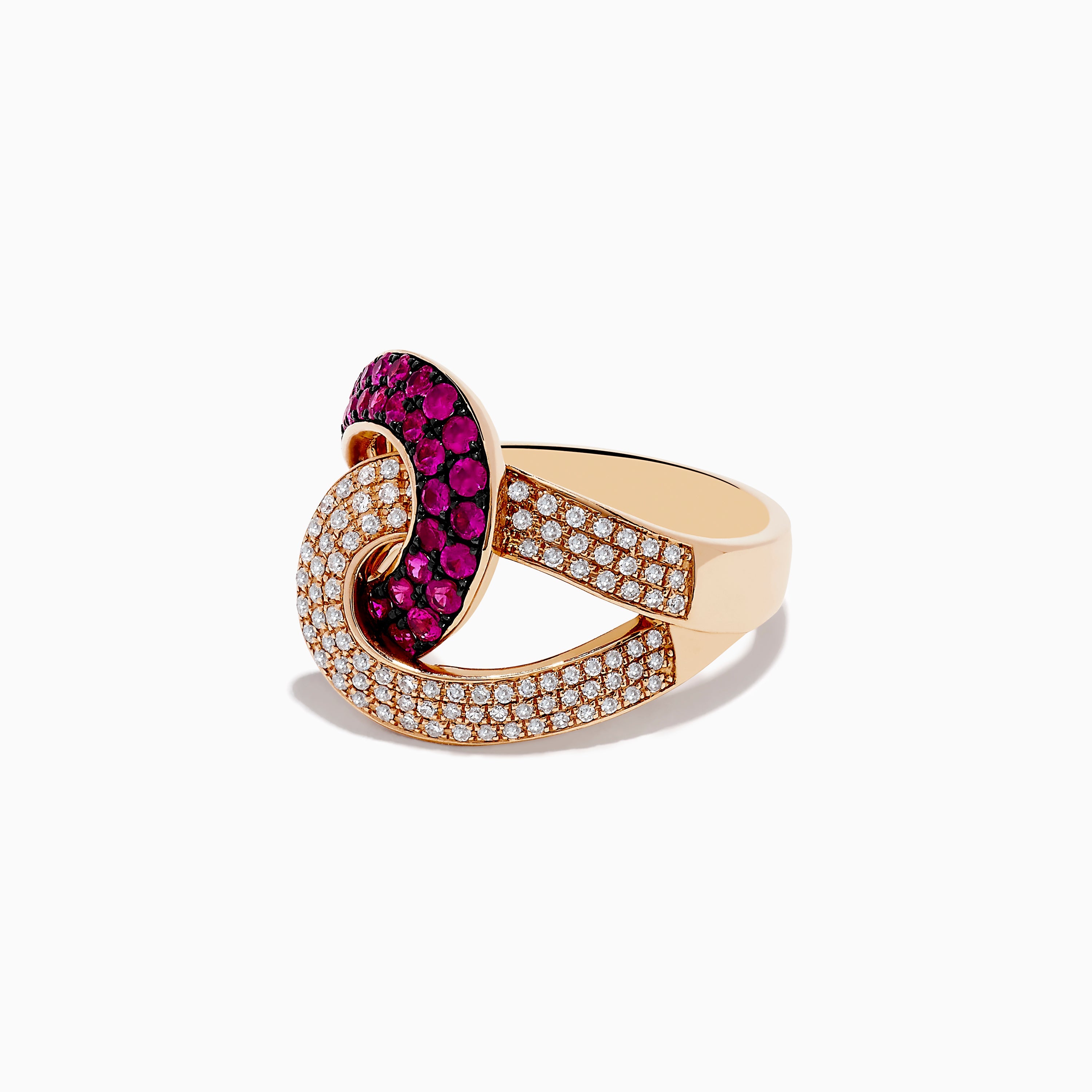 Rosa 14K Rose Gold Ruby and Diamond Intertwined Ring, 1.15 TCW