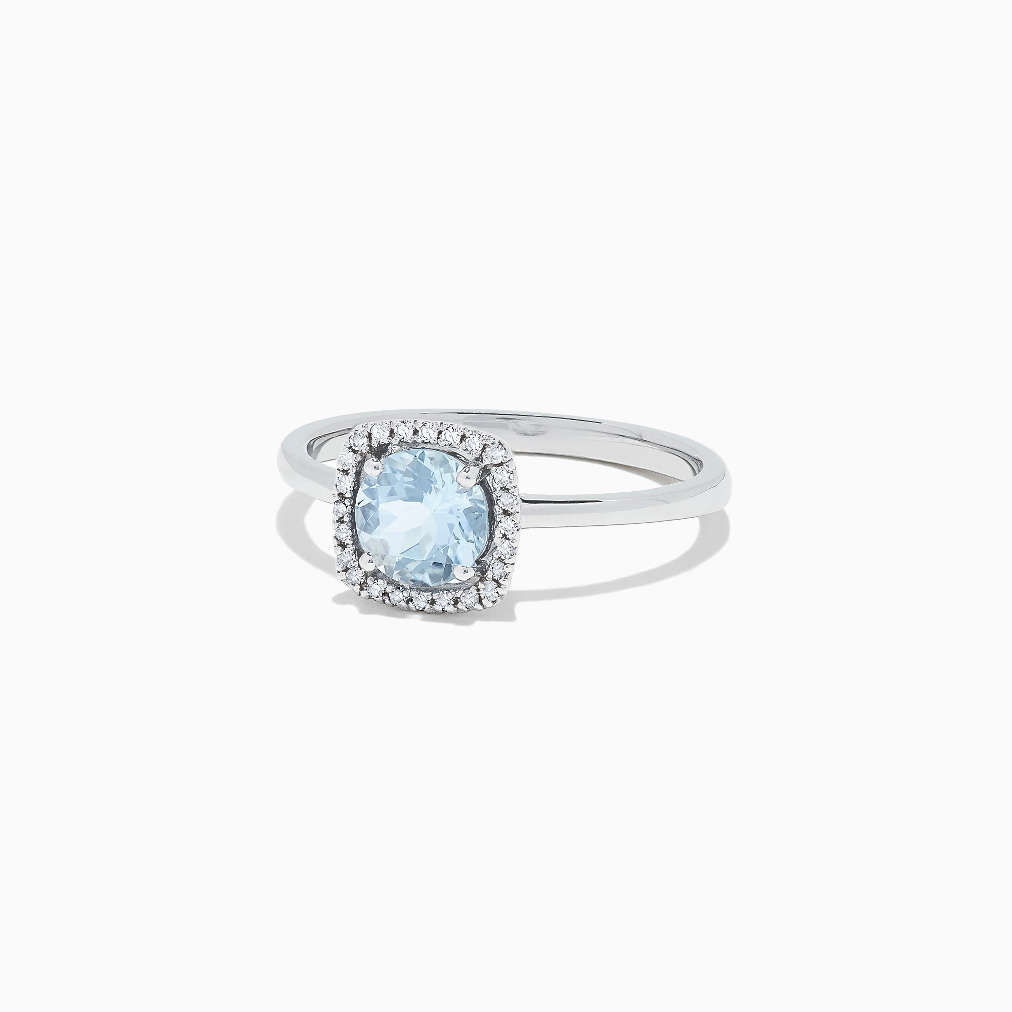 Aquarius 14K White Gold Aquamarine and Diamond Ring, 0.78 TCW