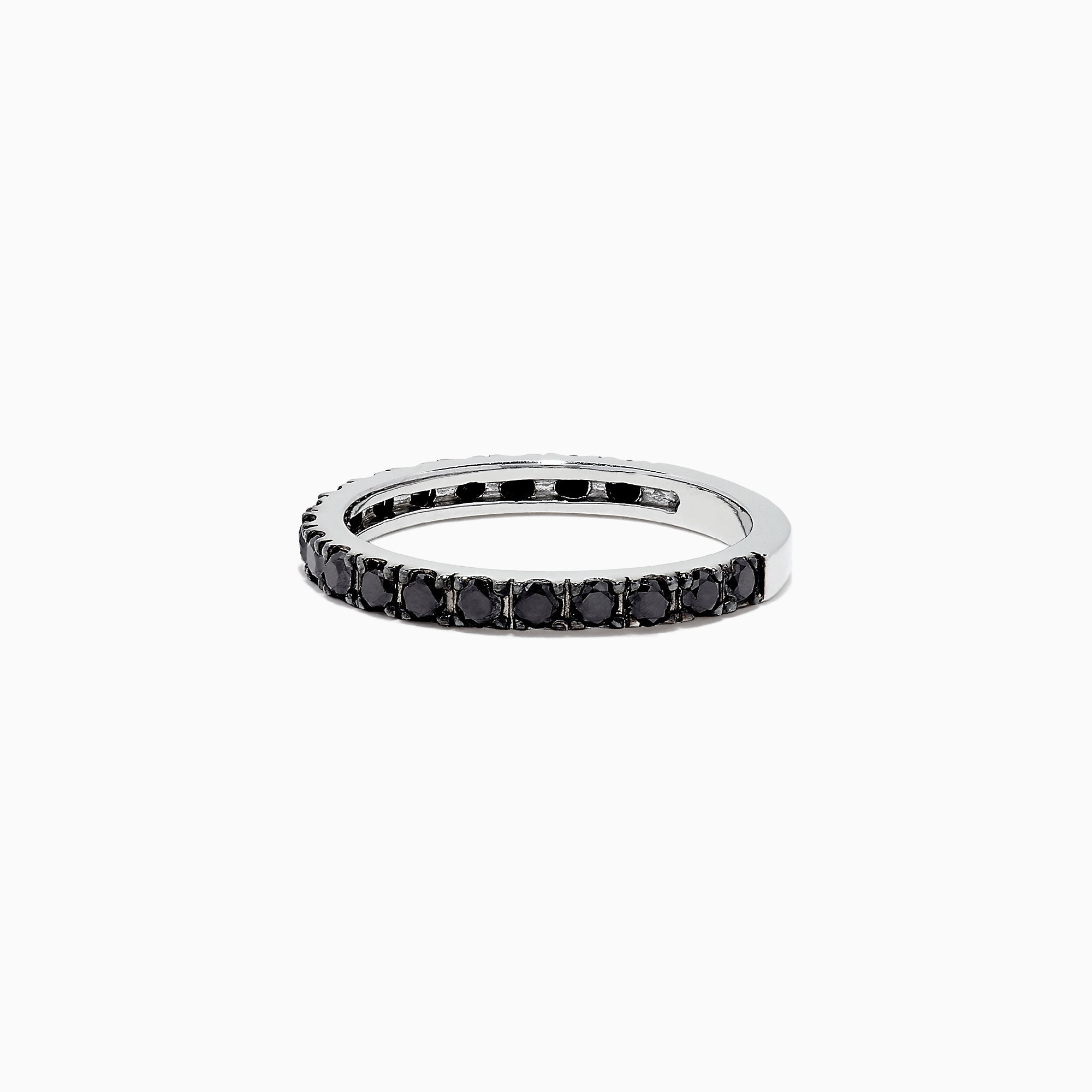 14K White Gold Black Diamond Stack Ring, 0.65 TCW