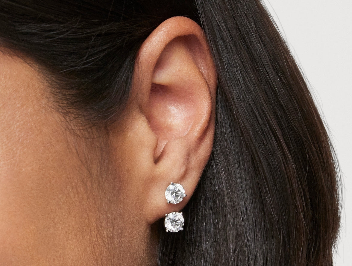 Lab-Grown Diamond 2ct. tw. Round Brilliant Solitaire Ear Jacket Earrings | White