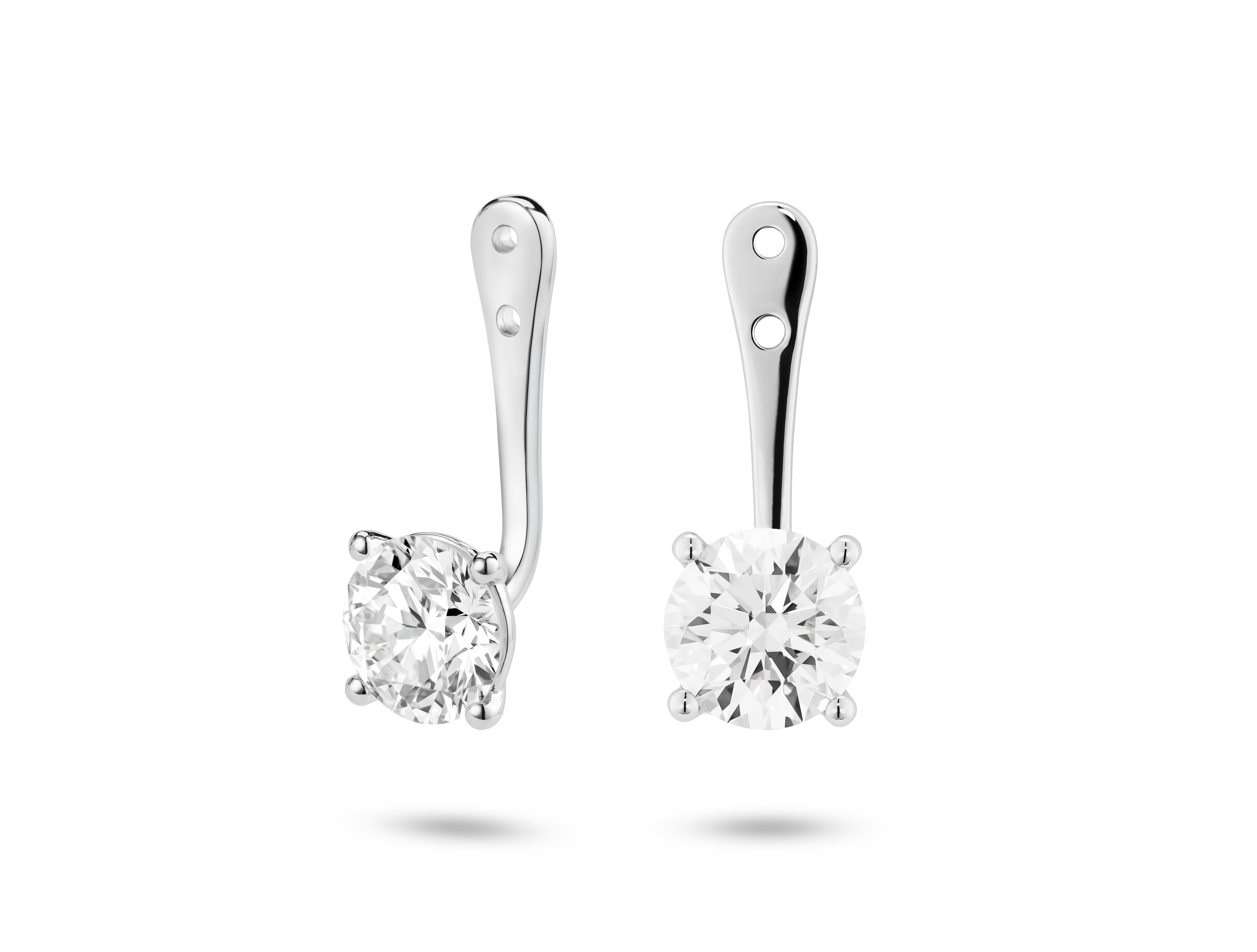 Lab-Grown Diamond 2ct. tw. Round Brilliant Solitaire Ear Jacket Earrings | White