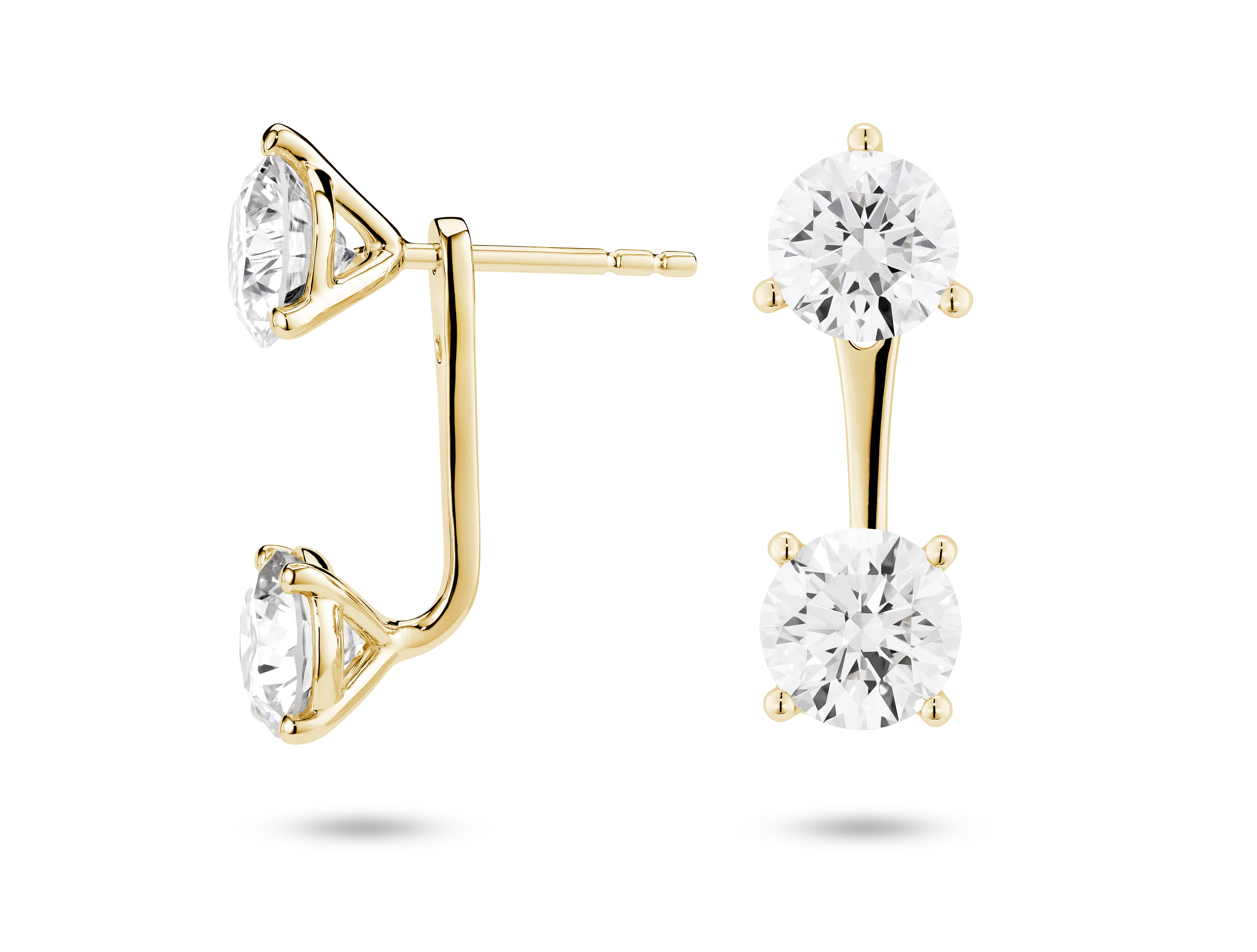 Lab-Grown Diamond 2ct. tw. Round Brilliant Solitaire Ear Jacket Earrings | White