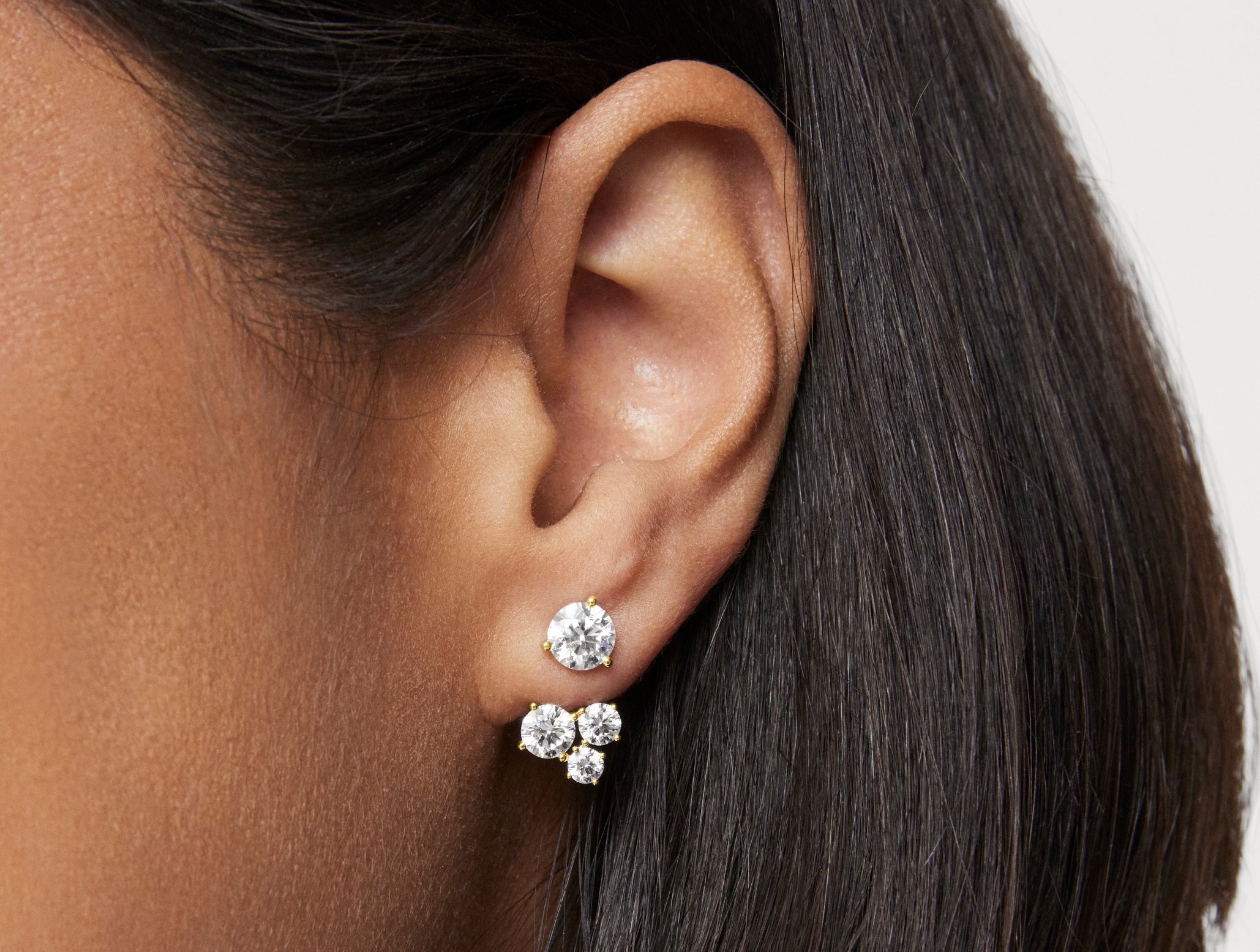 Lab-Grown Diamond 1⅘ct. tw. Round Brilliant Cluster Ear Jacket Earrings | White