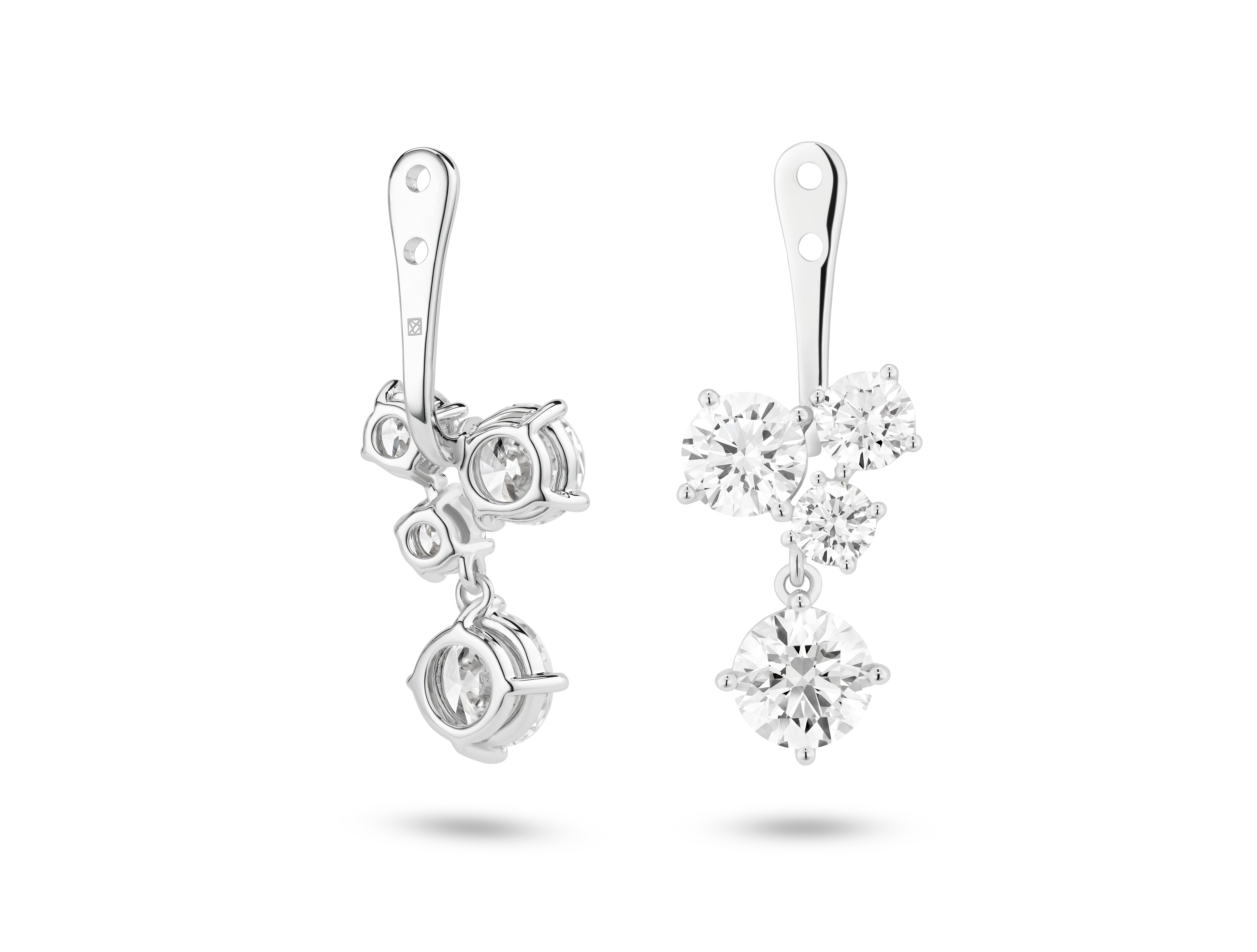 Lab-Grown Diamond 3³⁄₁₀ct. tw. Round Brilliant Cluster Ear Jacket Earrings | White