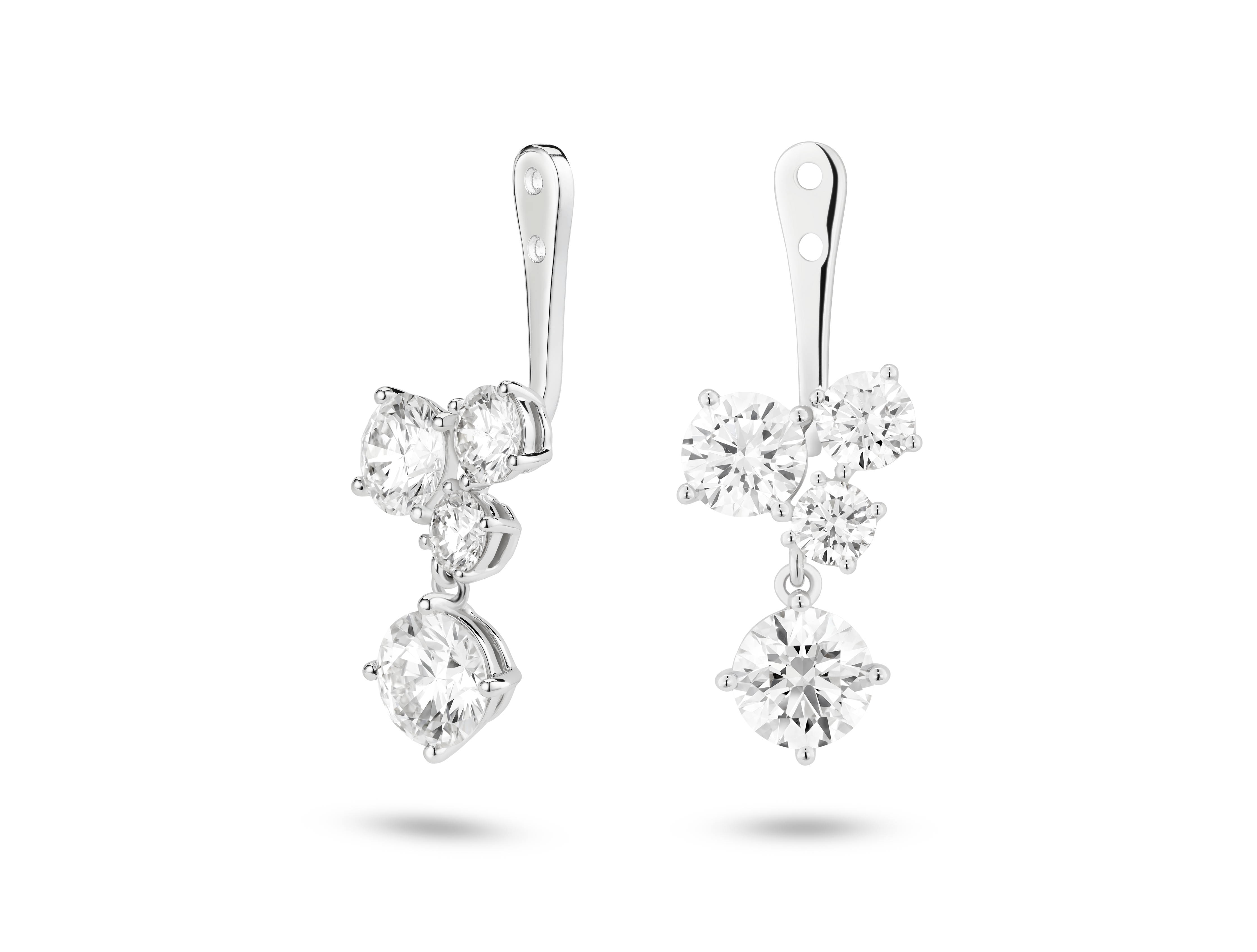 Lab-Grown Diamond 3³⁄₁₀ct. tw. Round Brilliant Cluster Ear Jacket Earrings | White