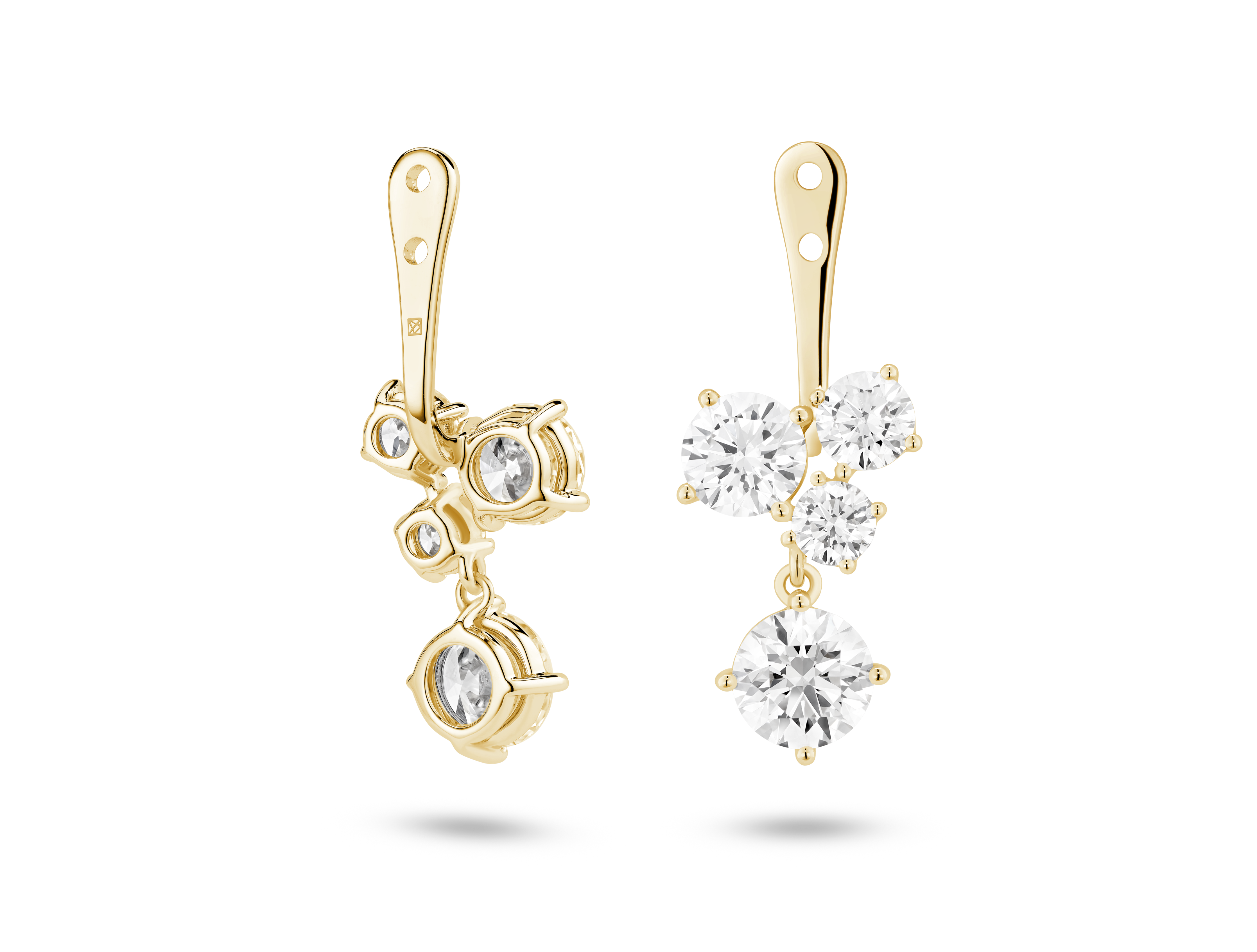 Lab-Grown Diamond 3³⁄₁₀ct. tw. Round Brilliant Cluster Ear Jacket Earrings | White