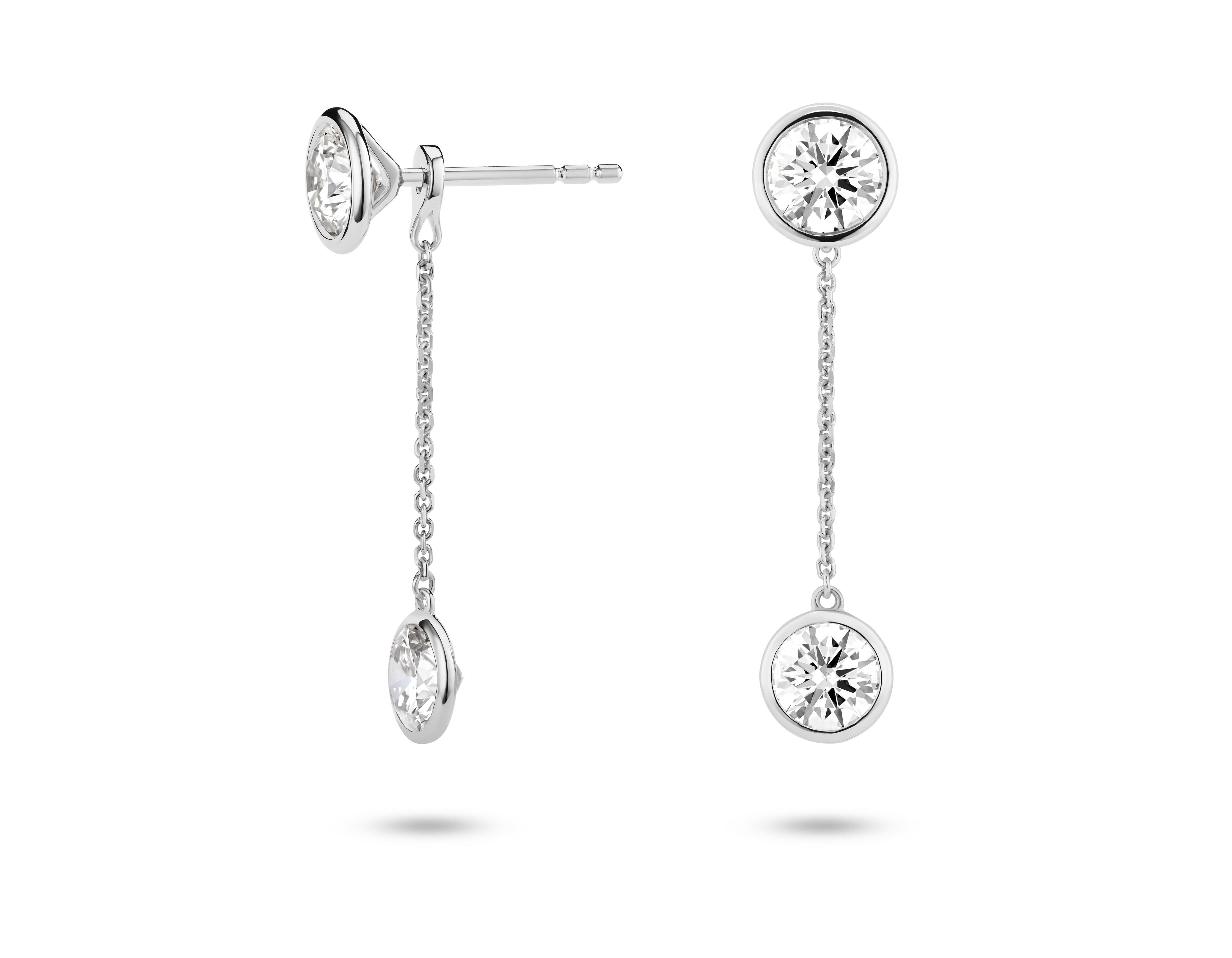 Lab-Grown Diamond 1ct. tw. Round Brilliant Bezel Ear Jacket Earrings | White