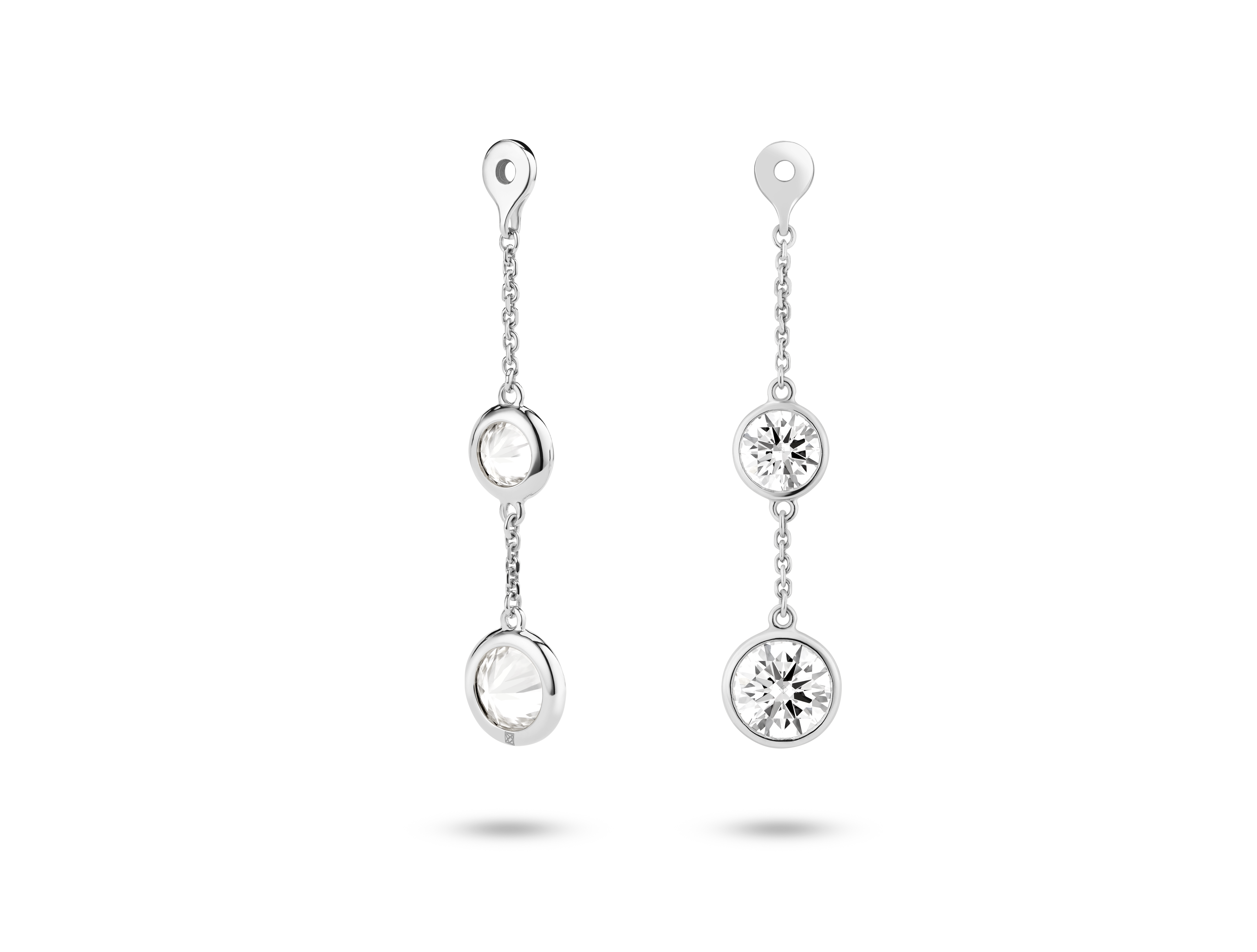 Lab-Grown Diamond 1½ct. tw. Round Brilliant Double Drop Bezel Ear Jacket Earrings | White