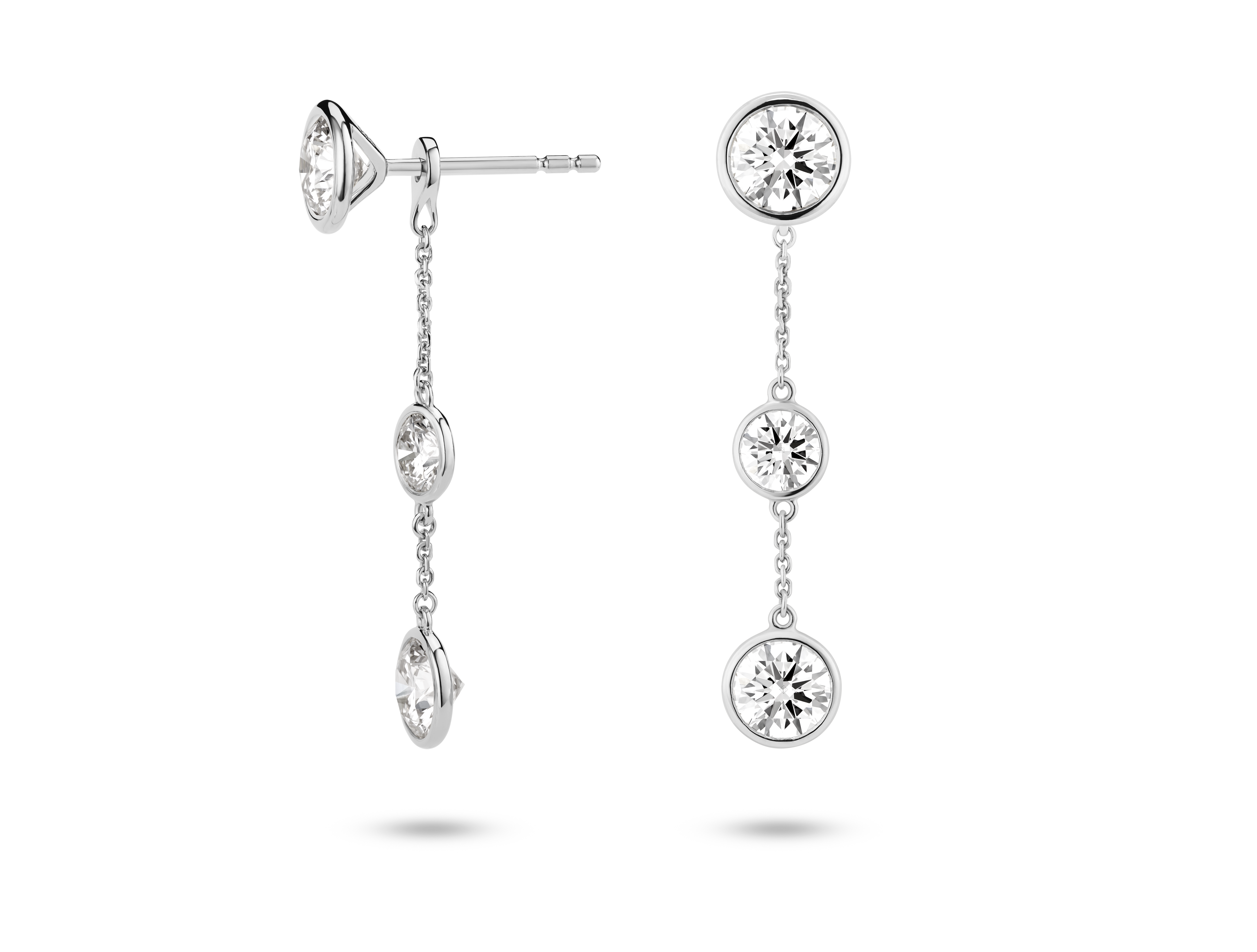 Lab-Grown Diamond 1½ct. tw. Round Brilliant Double Drop Bezel Ear Jacket Earrings | White